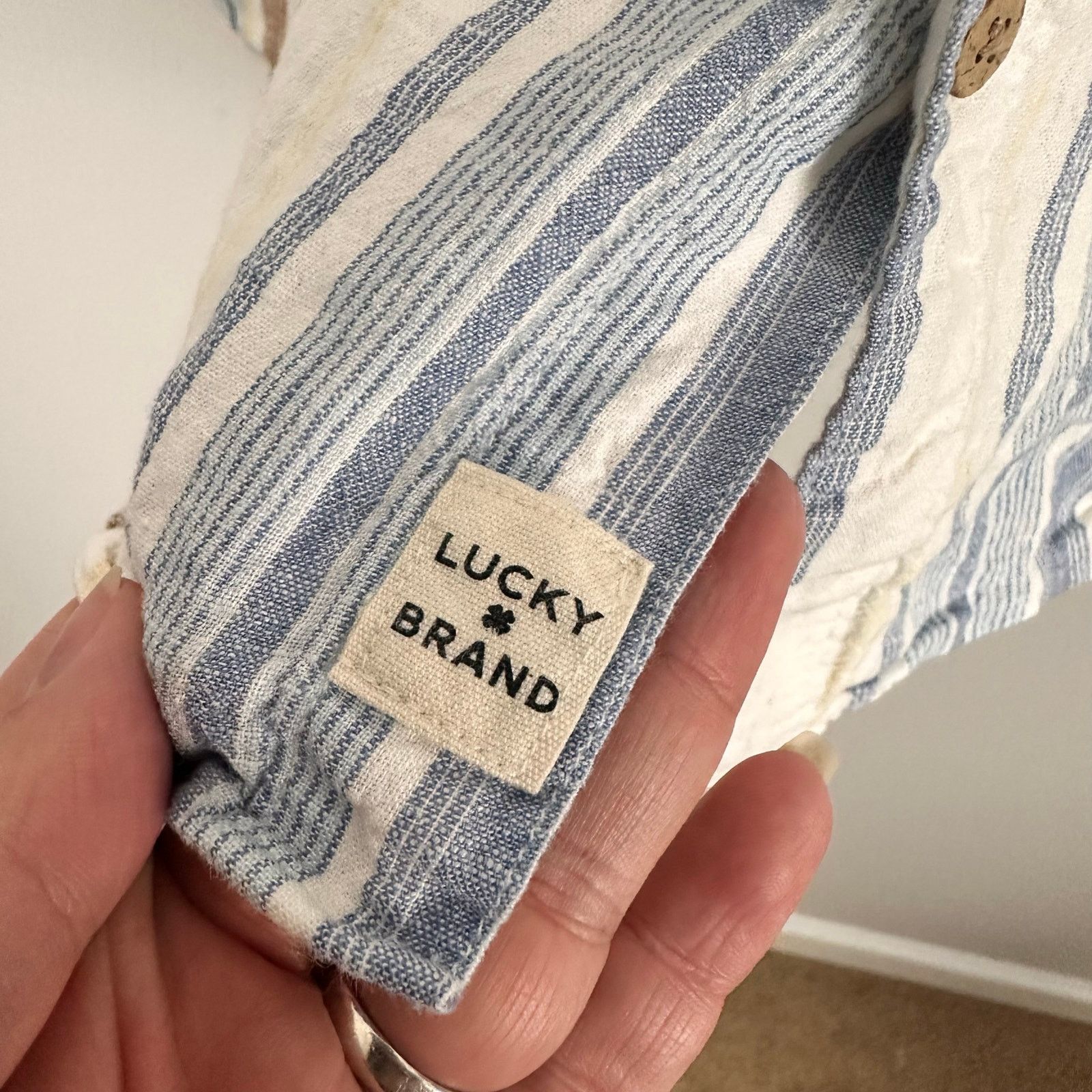 Lucky Brand Lucky Brand Linen Short Sleeve San Gabriel Blue Stripe Sz XL Size US XL / EU 56 / 4 - 7 Thumbnail