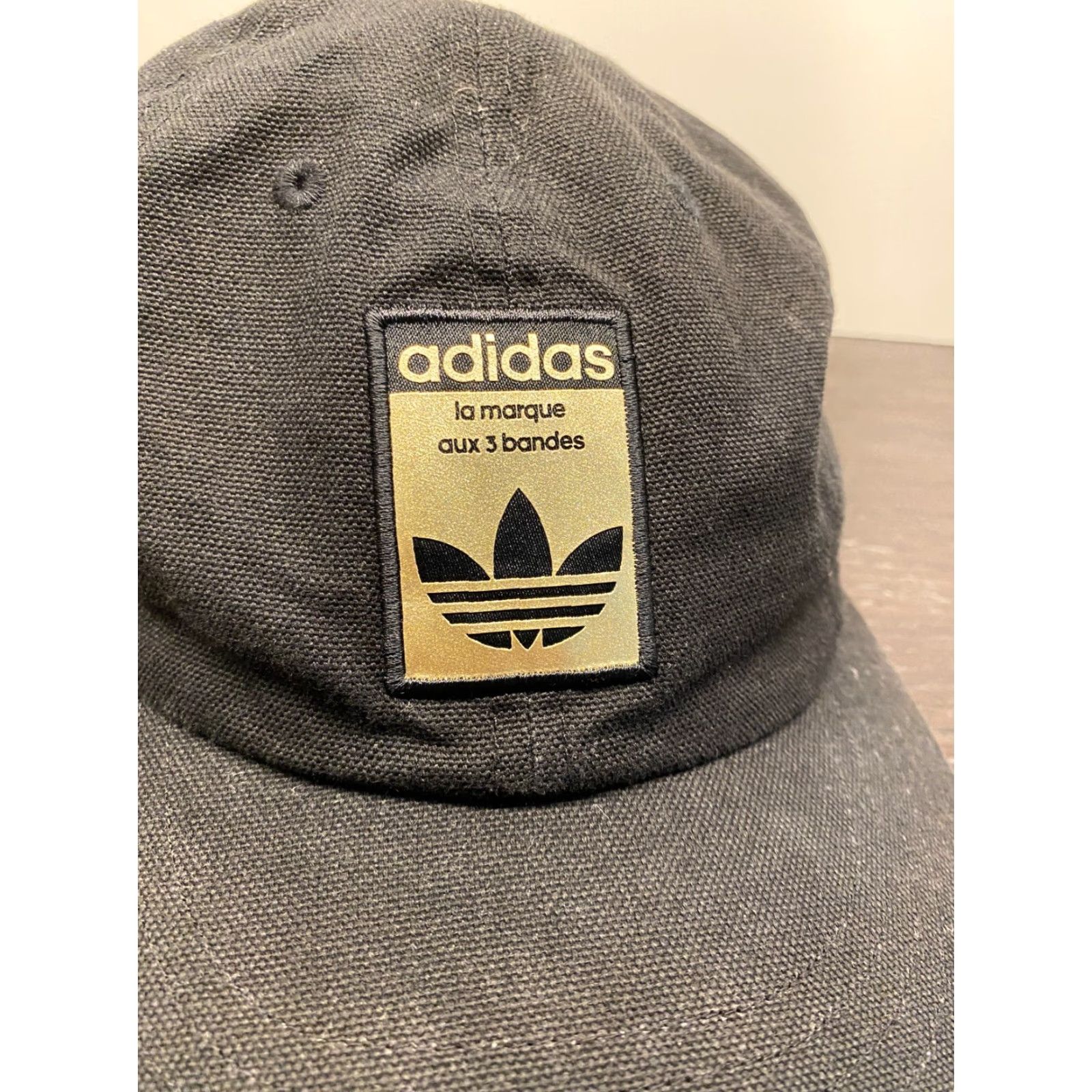 Adidas ADIDAS Hat Adult One Size Black Twill Adjustable Strap Back Golf Logo Trefoil Baseball Cap Mens Size ONE SIZE - 2 Thumbnail