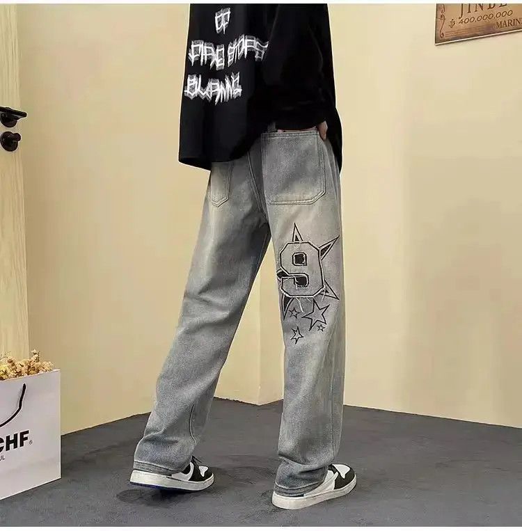 Japanese Brand Retro embroidered straight leg jeans Size US 32 / EU 48 - 1 Thumbnail