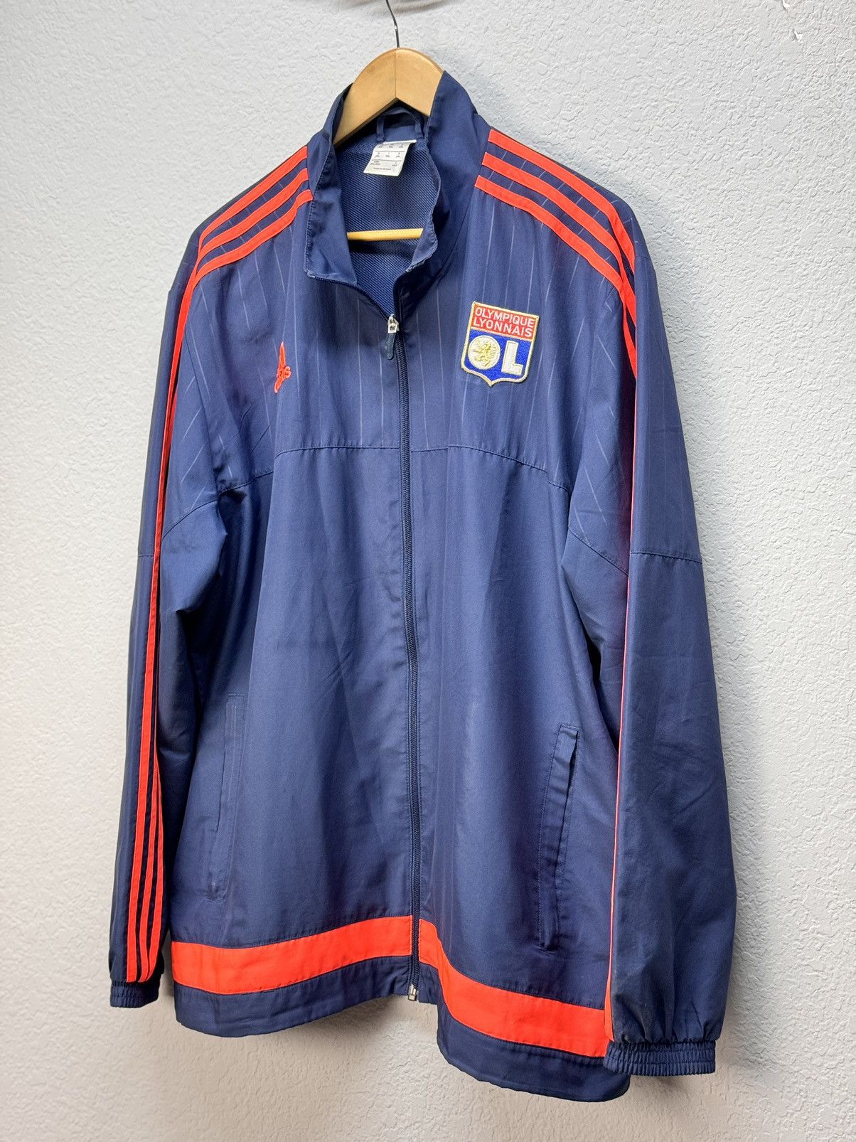 Adidas × Vintage Adidas Olympique Lyon Zip Sweatshirt Soccer Jersey 2015 Size US XL / EU 56 / 4 - 3 Thumbnail