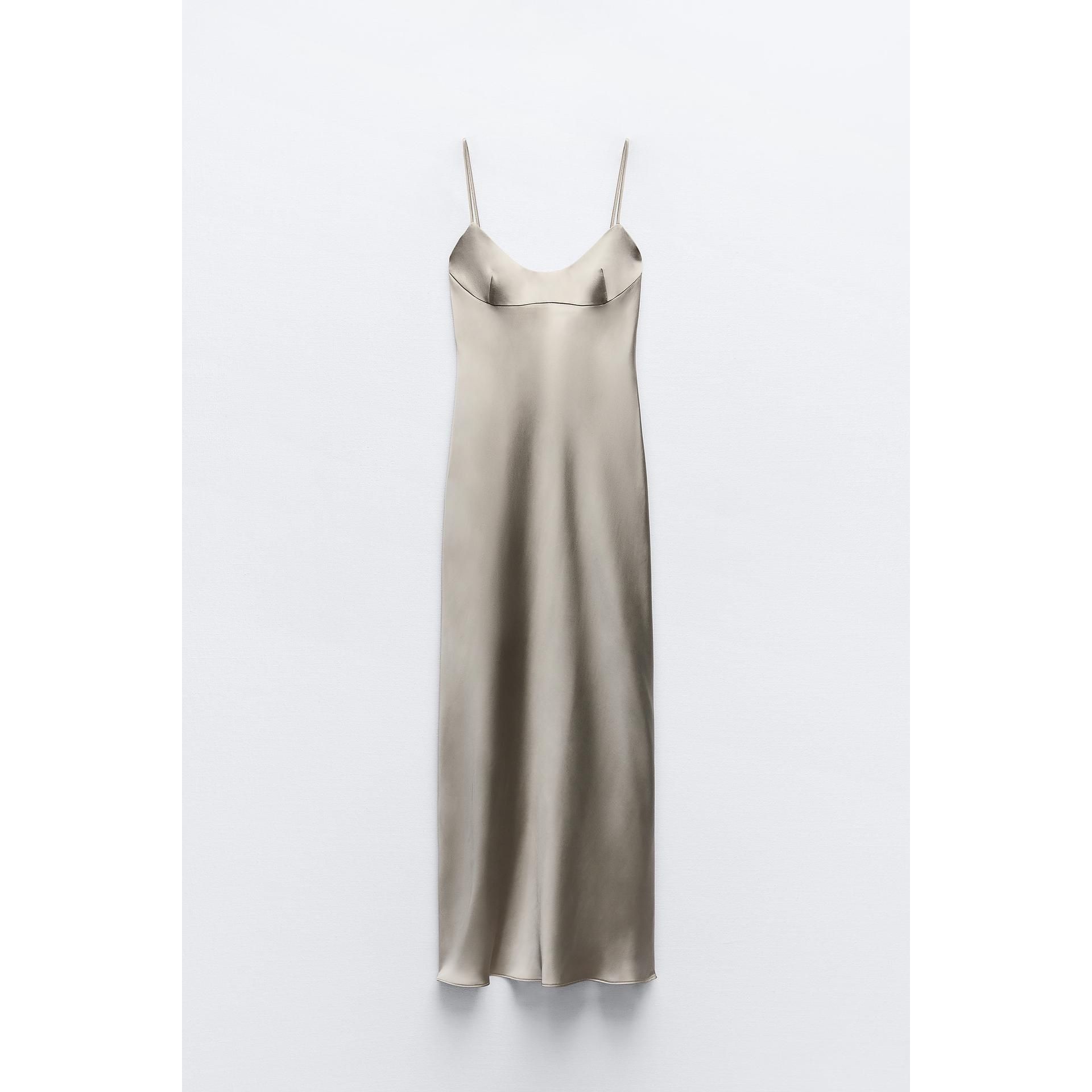 Zara Zara Champagne Midi Slip Dress Size S / US 4 / IT 40 - 7 Thumbnail