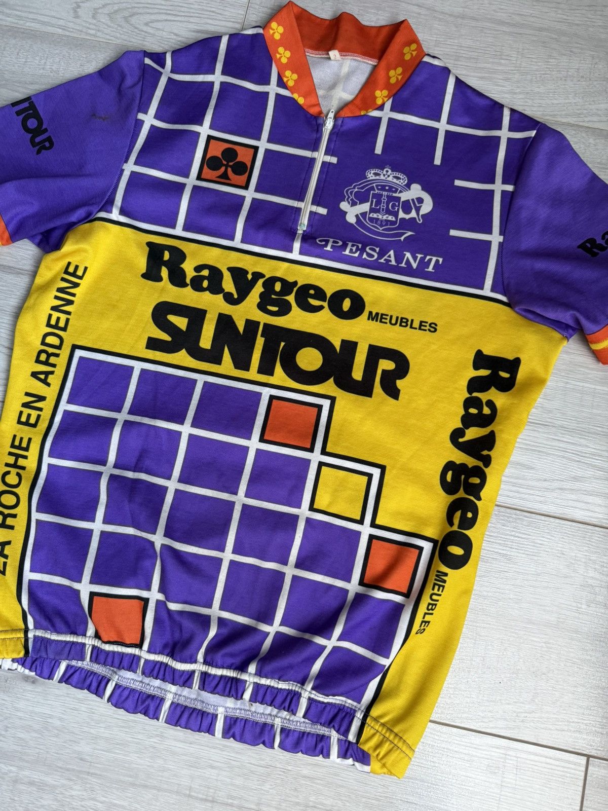 Vintage Vintage Cycling jersey RAYGEO meubles Suntour LA Rochen Size US L / EU 52-54 / 3 - 2 Thumbnail
