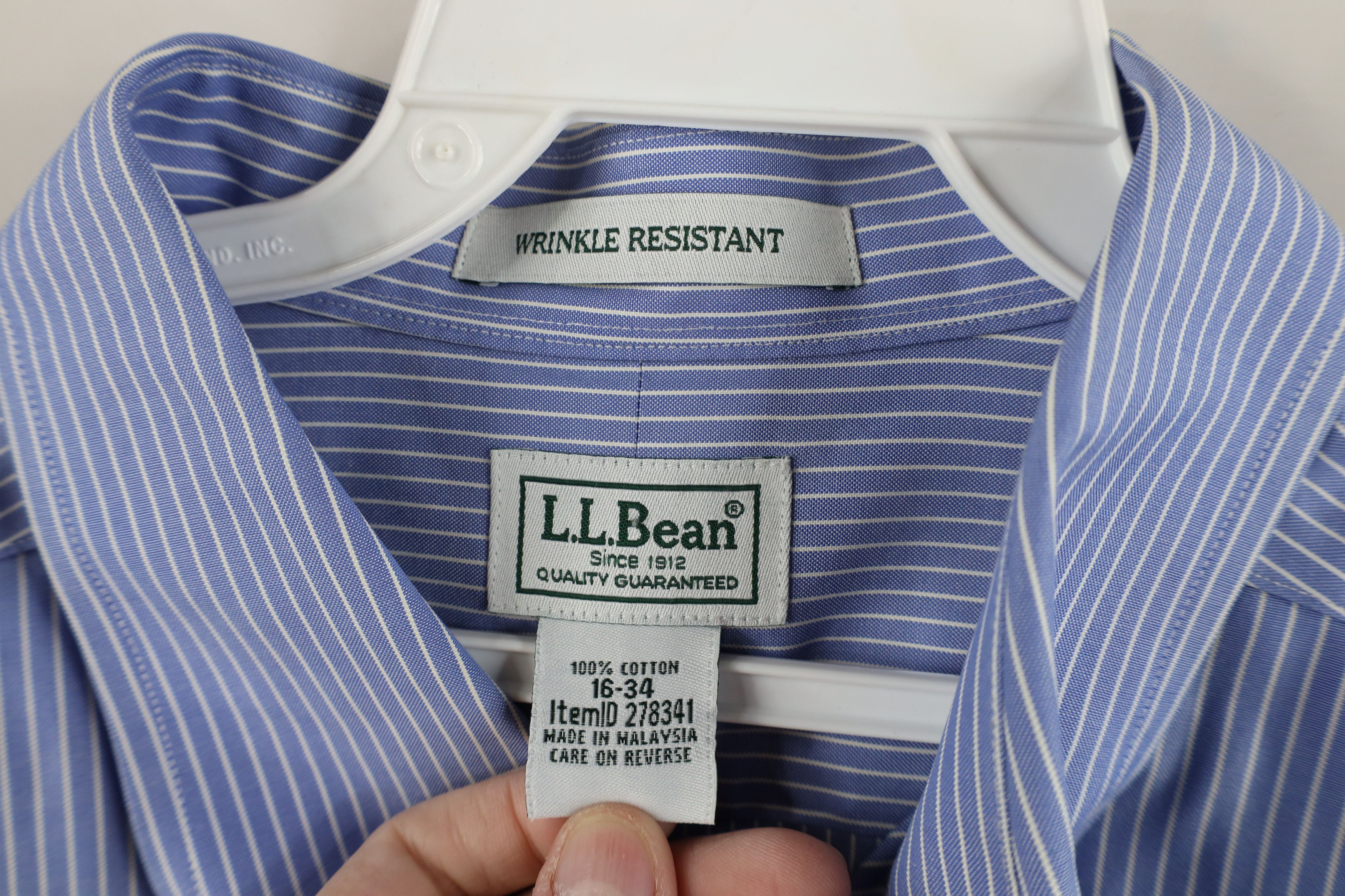 L.L. Bean × Vintage Vintage LL Bean Fitted Pinstriped Collared Button Down Shirt Size US M / EU 48-50 / 2 - 7 Thumbnail