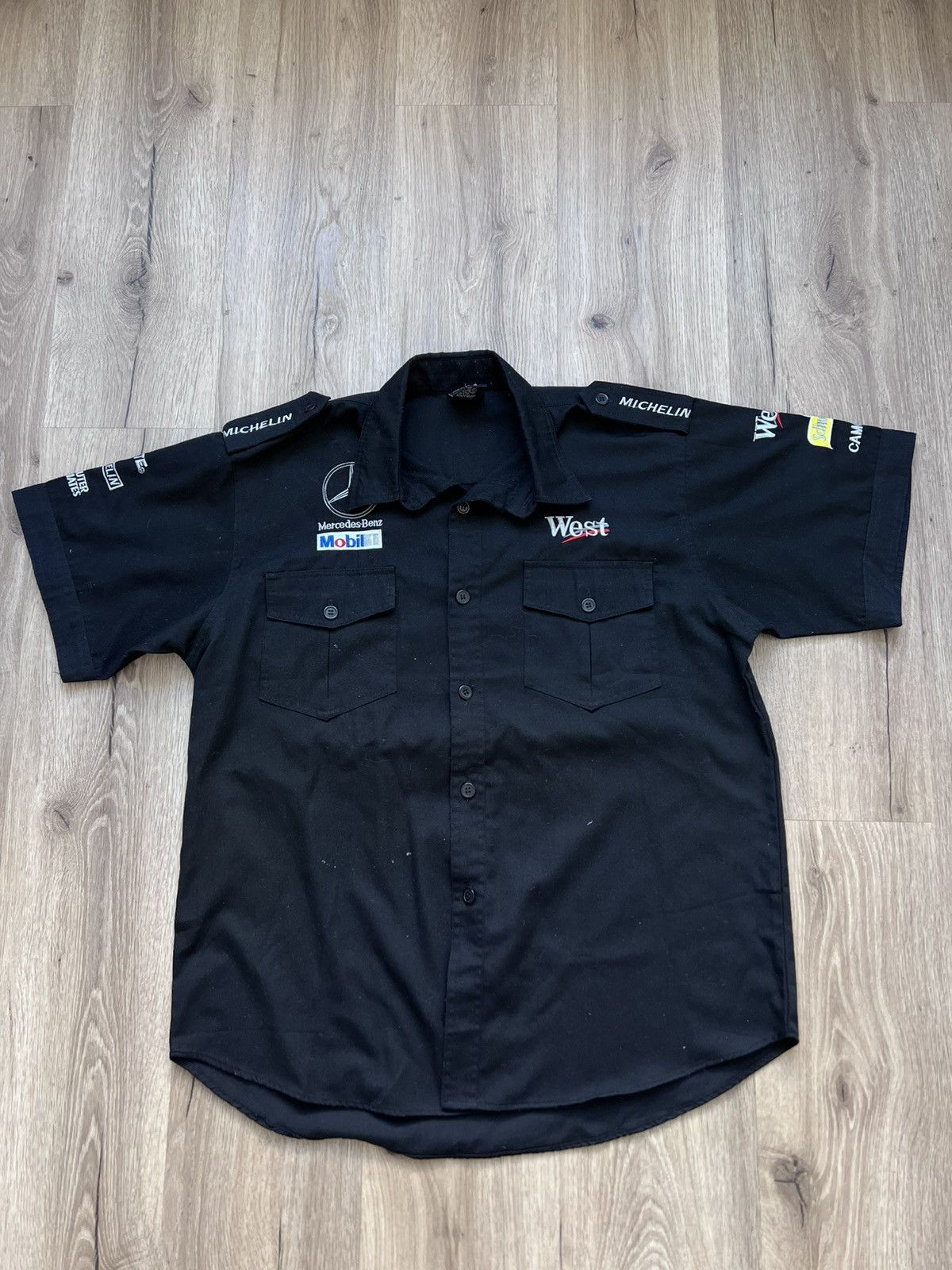 Formula 1 × NASCAR Vintage Shortsleeved Mercedes West Michelin racing shirt Size US XL / EU 56 / 4 - 1 Thumbnail