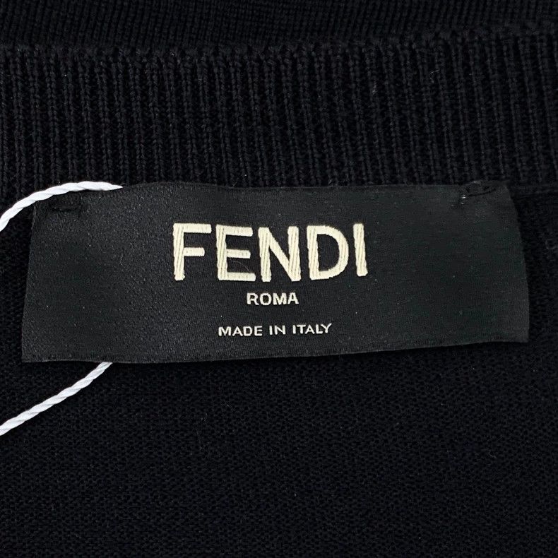 Fendi FENDI Black wool long-sleeve knitted sweater with logo let Size US S / EU 44-46 / 1 - 5 Thumbnail