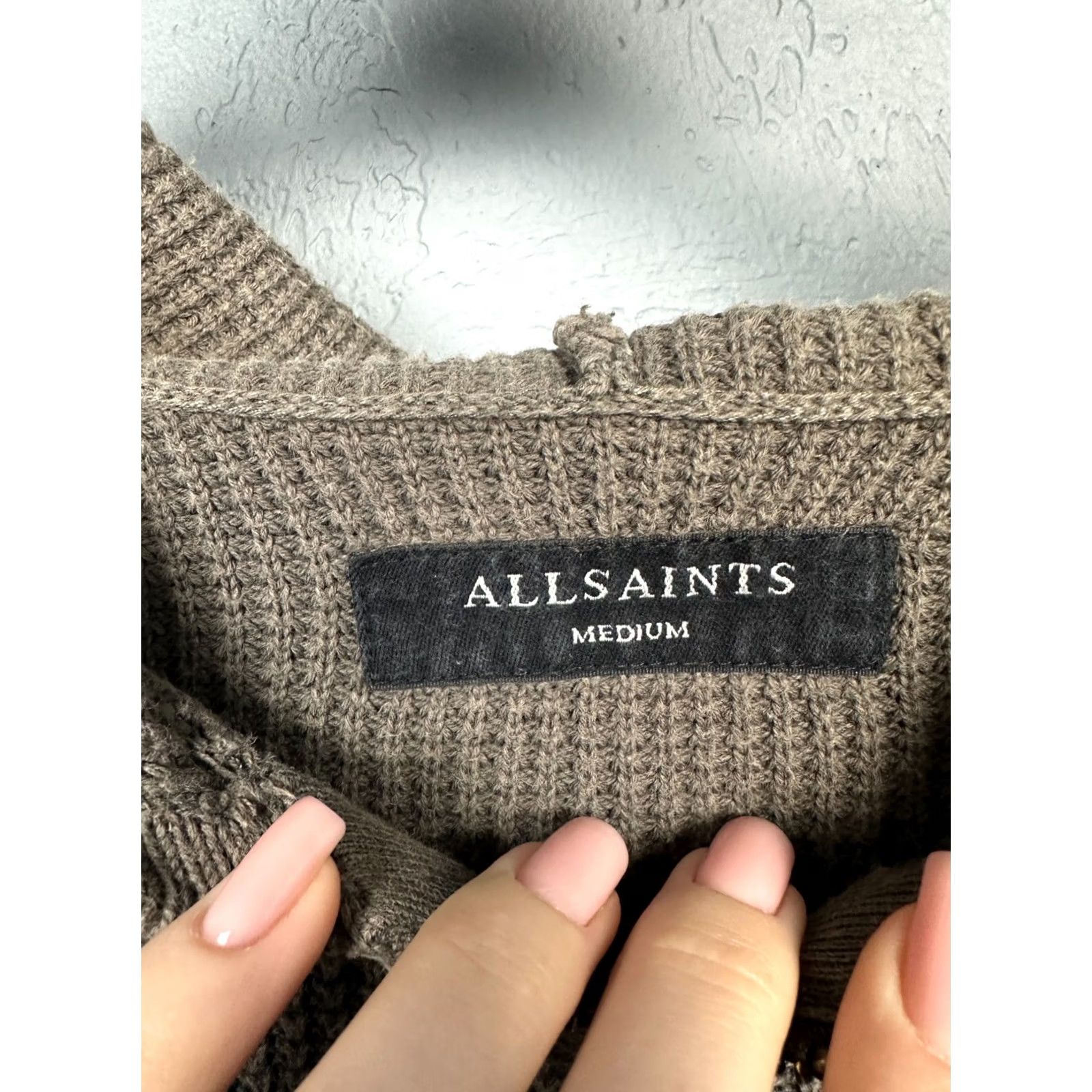 Allsaints AllSaints Trias Mens Cotton Knit Zip Hoodie M - Multicolor, Full Zip, Hooded, Logo, Solid Knit Cotton Shirt Size US M / EU 48-50 / 2 - 4 Thumbnail