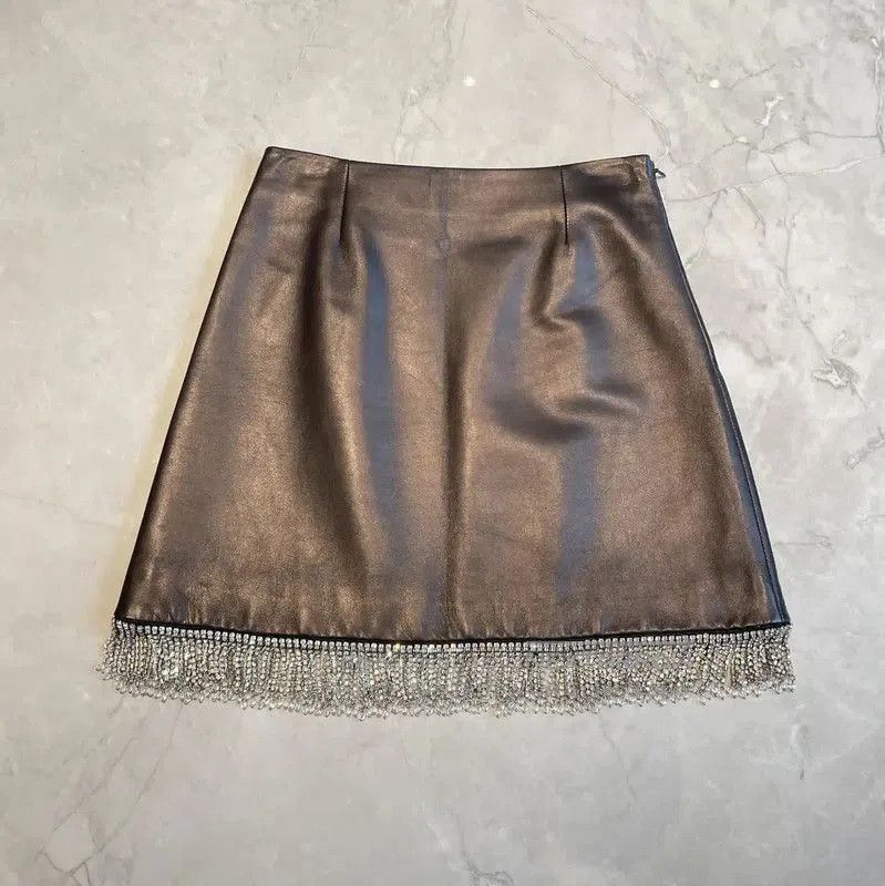 Miu Miu Miu Miu Black Leather A-Line Skirt . Size 23" - 1 Thumbnail