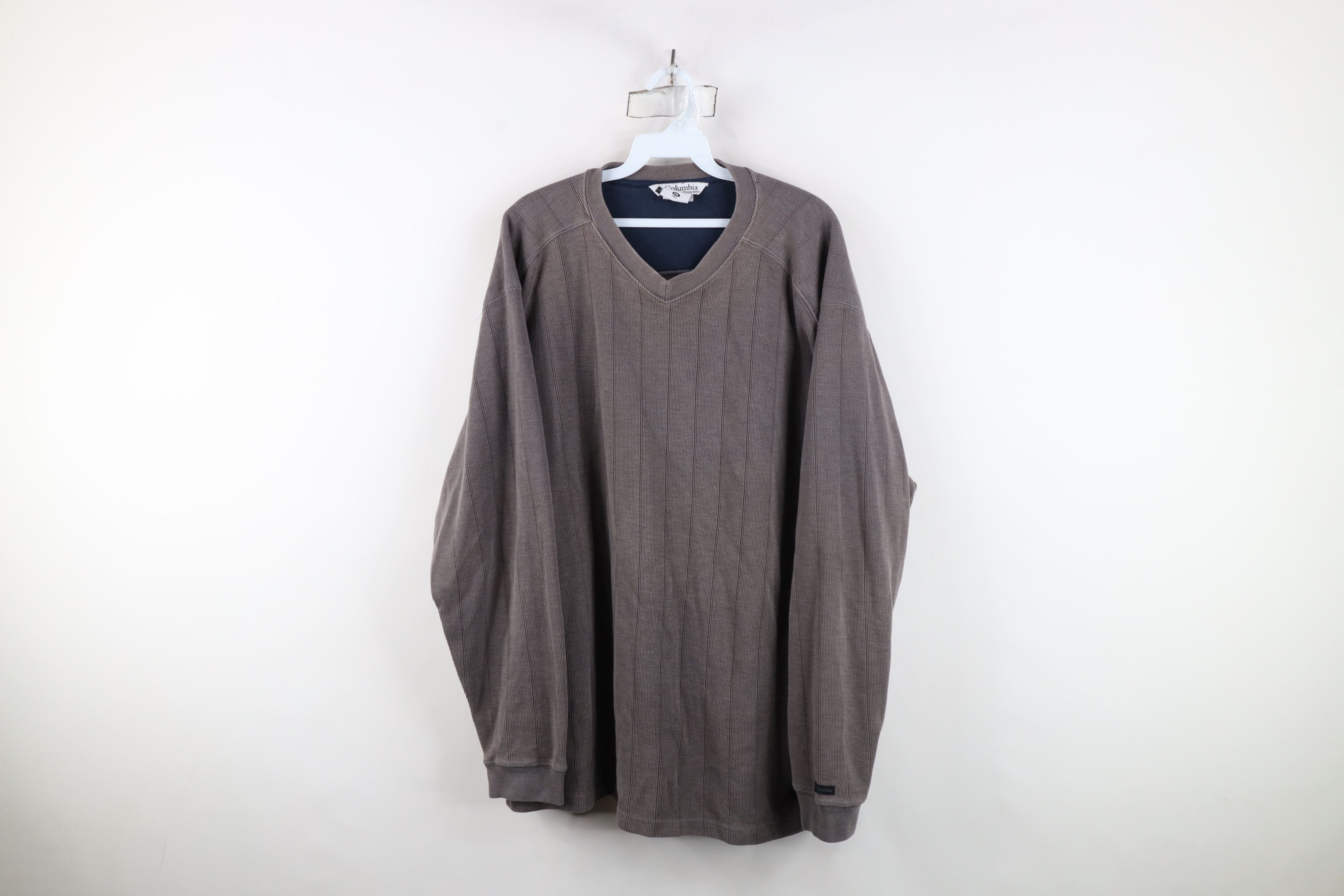 Columbia Vintage Columbia Spell Out Ribbed Knit V-Neck Sweater Gray Size US XXL / EU 58 / 5 - 1 Thumbnail