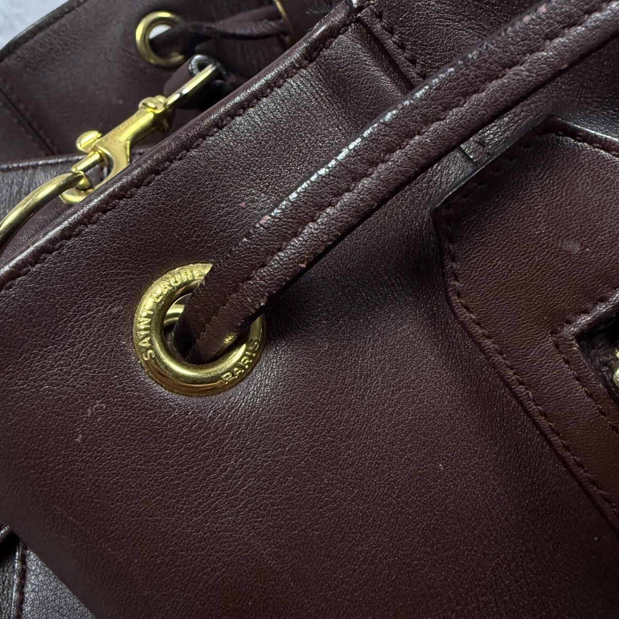 Saint Laurent Paris × Yves Saint Laurent Saint Laurent Paris Oxblood/Burgundy Bucket Bag Size ONE SIZE - 8 Thumbnail