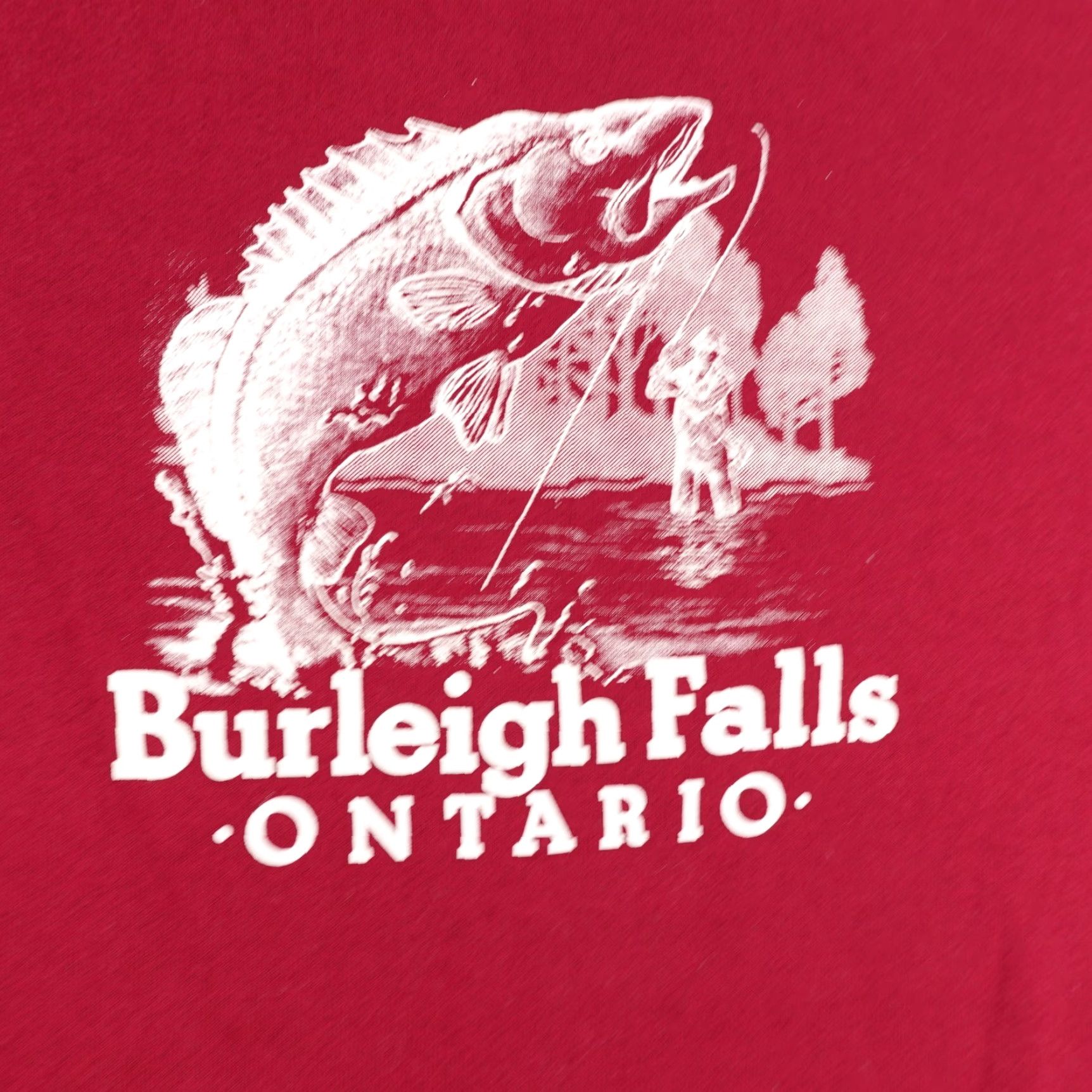 Fruit Of The Loom Vintage Burleigh Falls Ontario Sweatshirt Mens 2XL Red Crew Sweater Pullover 90s Size US XXL / EU 58 / 5 - 2 Thumbnail
