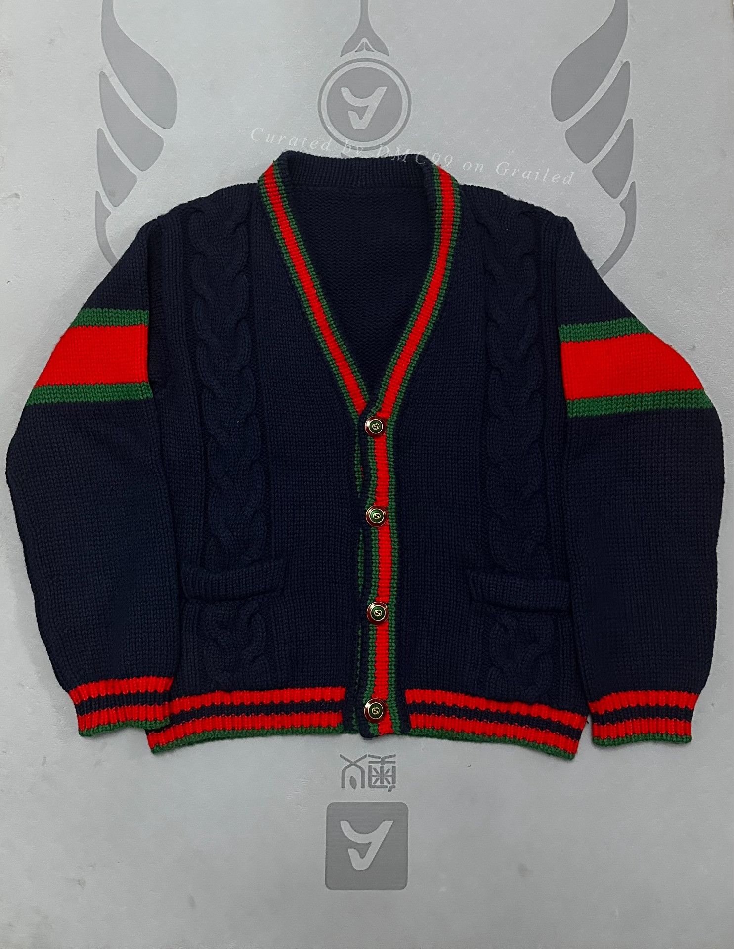 Gucci Gucci Navy Red Green Stripe Cardigan Size XS / US 0-2 / IT 36-38 - 1 Thumbnail