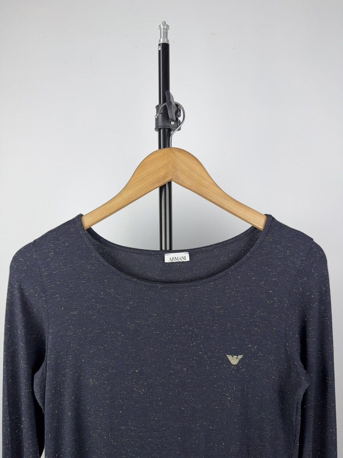 Armani × Designer Armani Jeans Navy Gold Speckled Long Sleeve Top Size M / US 6-8 / IT 42-44 - 2 Thumbnail