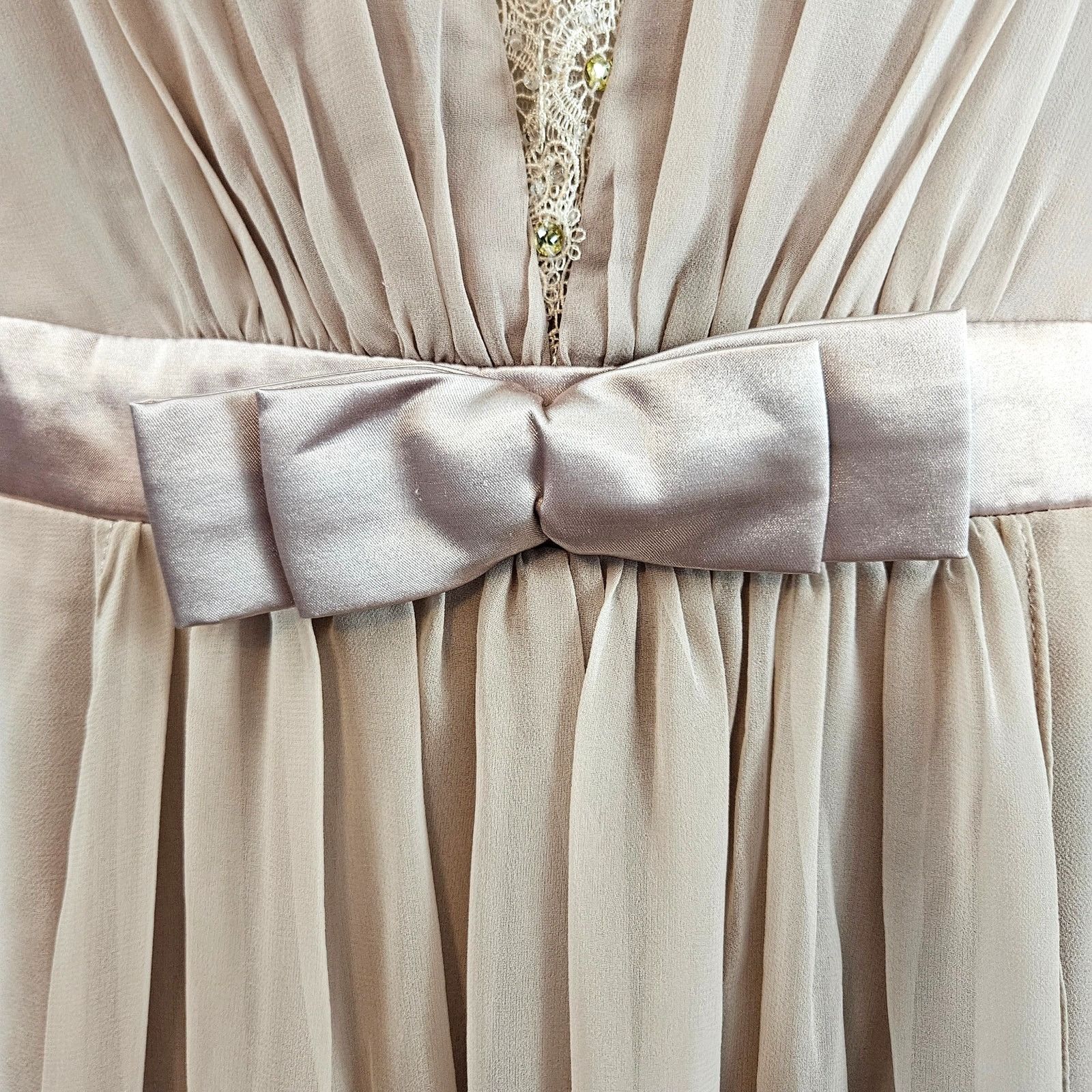 Other Alisa Pan Rhinestone Satin Waist Dress Sz. 14 Champagne Size XL / US 12-14 / IT 48-50 - 9 Thumbnail