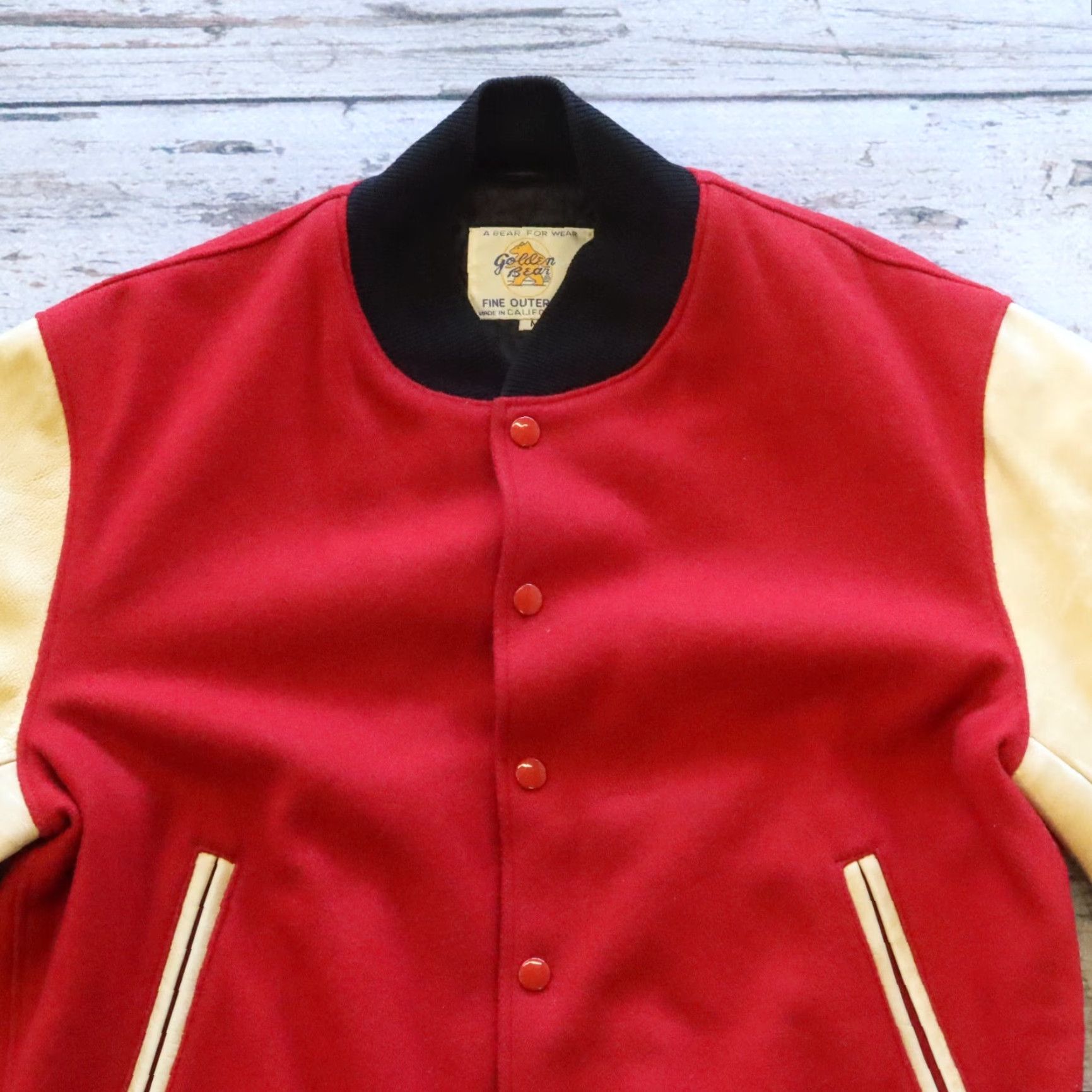 Golden Bear VINTAGE Golden Bear Leather Wool Varsity Jacket Mens M Red Size US M / EU 48-50 / 2 - 2 Thumbnail