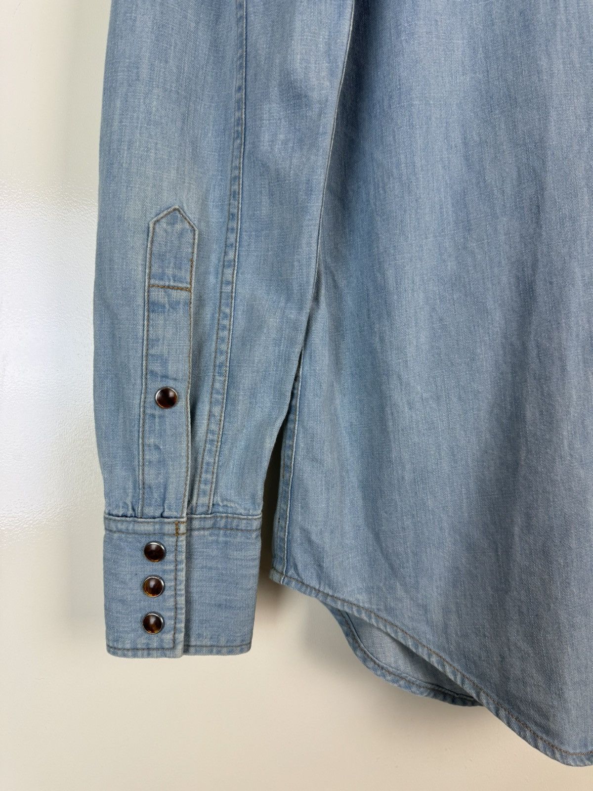 Saint Laurent Paris SAINT LAURENT Denim Light Blue Button Shirt Western Cowboy Size XS / US 0-2 / IT 36-38 - 10 Thumbnail