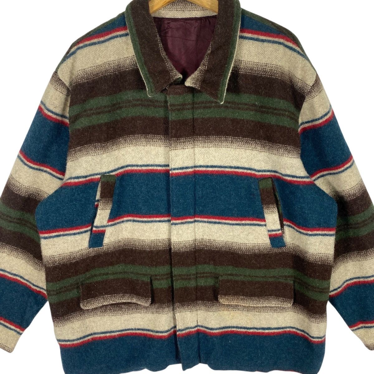 Other Vintage Blue Scuba San Francisco Striped Pattern Wool Size US L / EU 52-54 / 3 - 4 Thumbnail