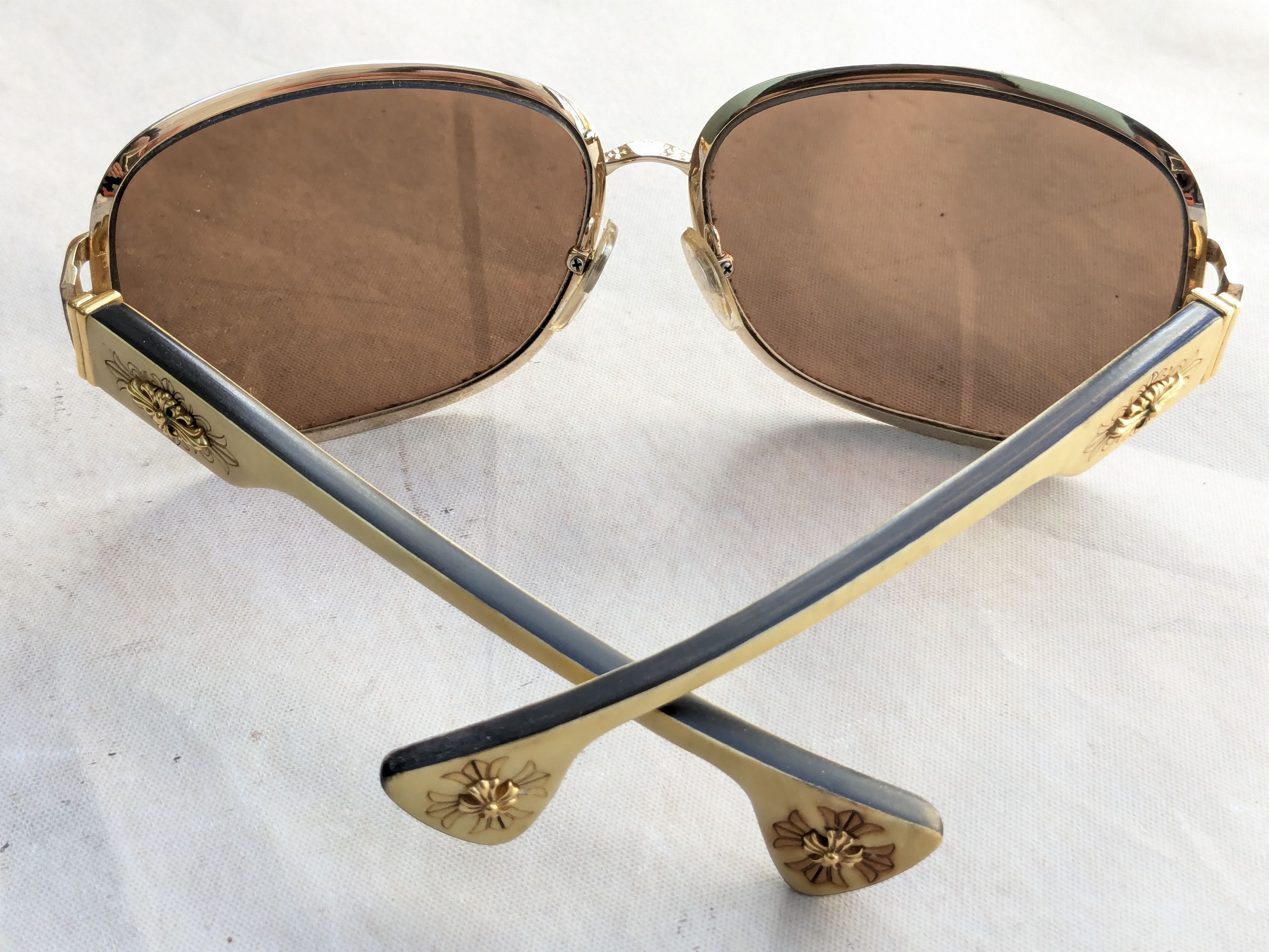 Chrome Hearts Chrome Hearts Aviator Sunglasses 'Pink Candle' Brown Gold Size ONE SIZE - 9 Thumbnail