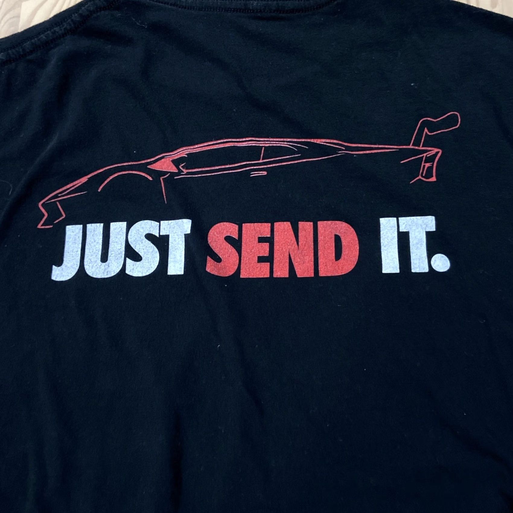 Todd Snyder Nike Shirt XL Black Todd Snyder Just Send it T Shirt Racing F1 Racecar Formula Car Mens Short Sleeve Crew Neck Cotton Size US XL / EU 56 / 4 - 6 Thumbnail