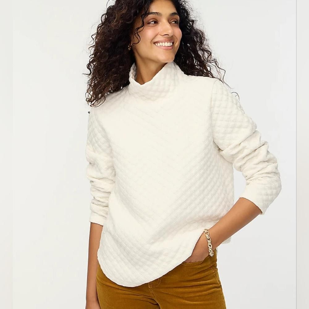 J.Crew J Crew Quilted Mockneck Pullover Size S / US 4 / IT 40 - 1 Thumbnail
