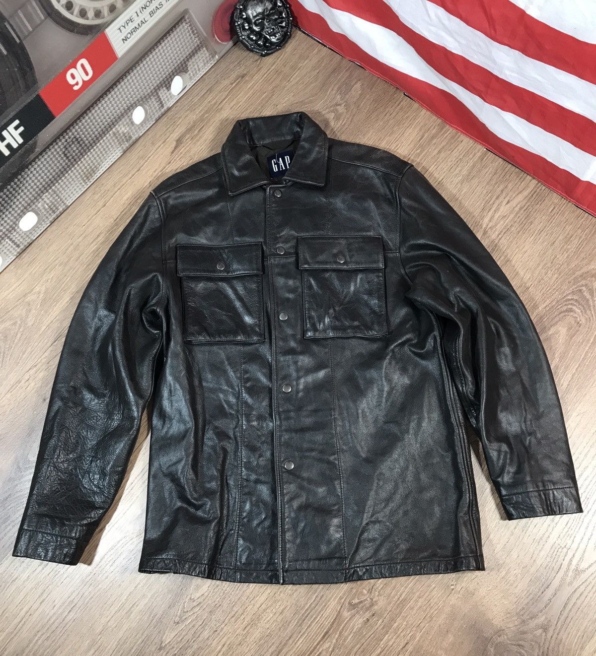Gap Vintage Distressed Gap Leather Bicker Jacket Size US M / EU 48-50 / 2 - 1 Thumbnail