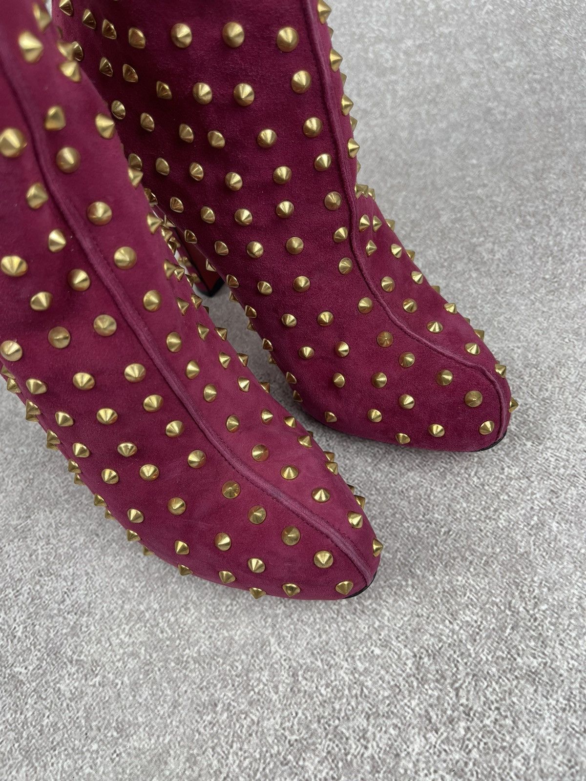 Christian Louboutin Christian Louboutin Ariella Clou Pink Suede Ankle Boots Size US 7.5 / IT 37.5 - 4 Thumbnail
