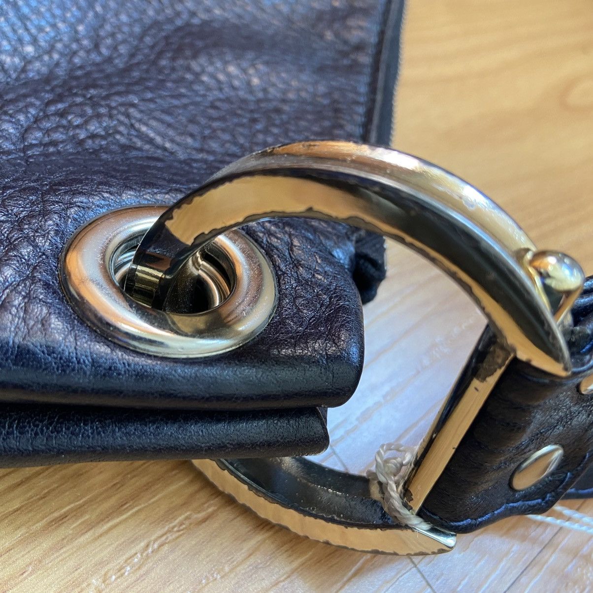 Vintage Vintage Christopher Kon Navy Leather Shoulder Bag Size ONE SIZE - 9 Thumbnail