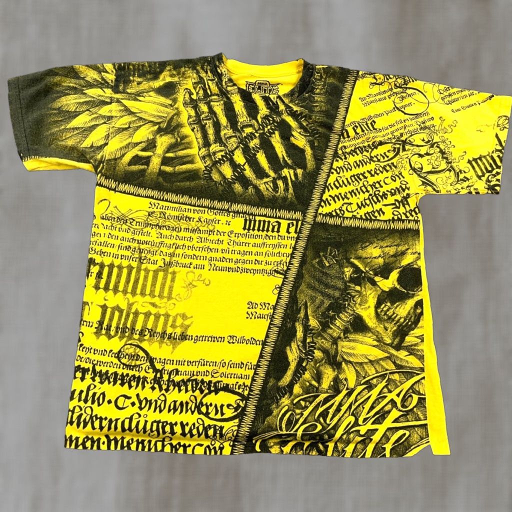 Vintage VINTAGE MMA Elite Graphic T-Shirt Men Large Yellow Punk Goth 2000s Size US L / EU 52-54 / 3 - 1 Thumbnail