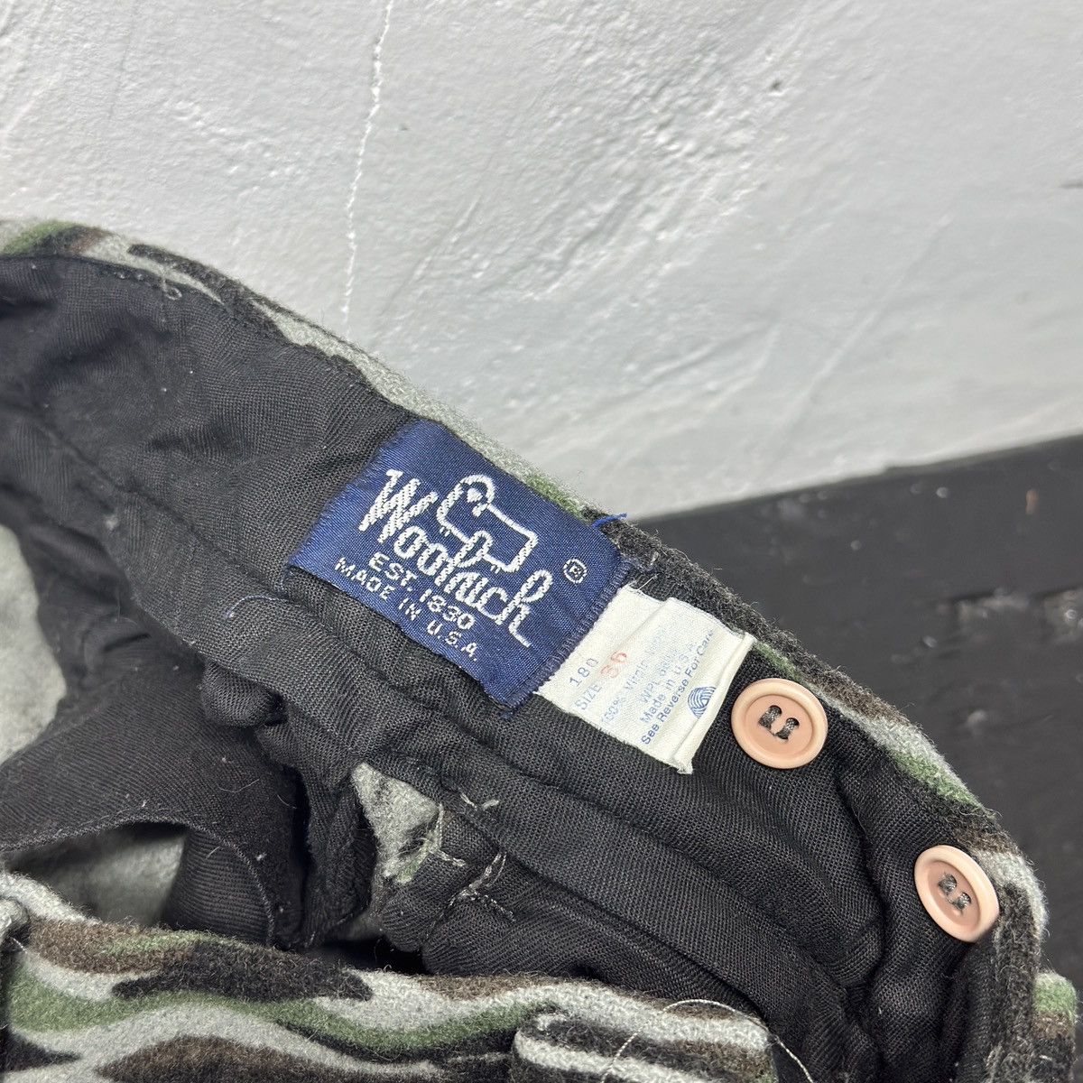Vintage 80s Woolrich Shadow Bark Wool Camo Pants ERD Grunge ERL Size US 36 / EU 52 - 6 Thumbnail