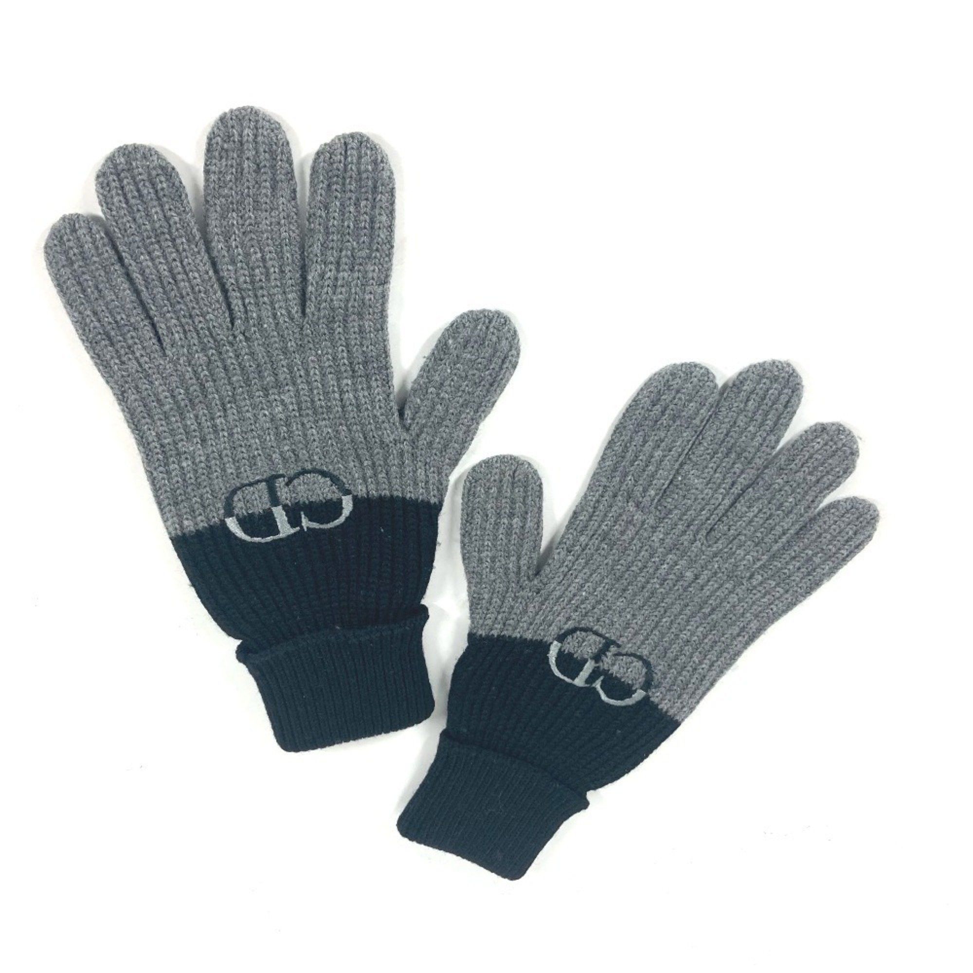 Dior Dior 213MG01AT481 Bicolor CD Logo Gloves Accessories Wool Men's Grey Size ONE SIZE - 1 Thumbnail