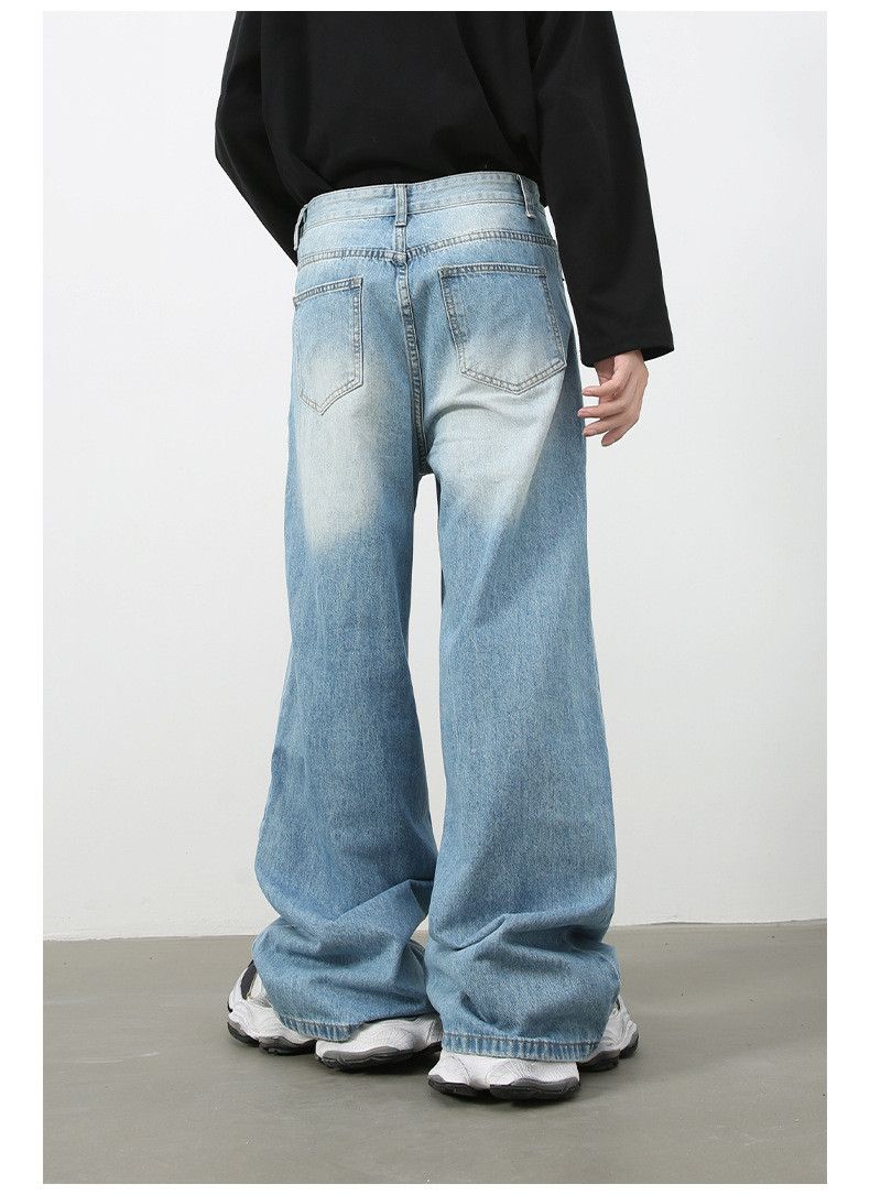 Japanese Brand American retro men's washed loose straight leg jeans Size US 32 / EU 48 - 4 Thumbnail