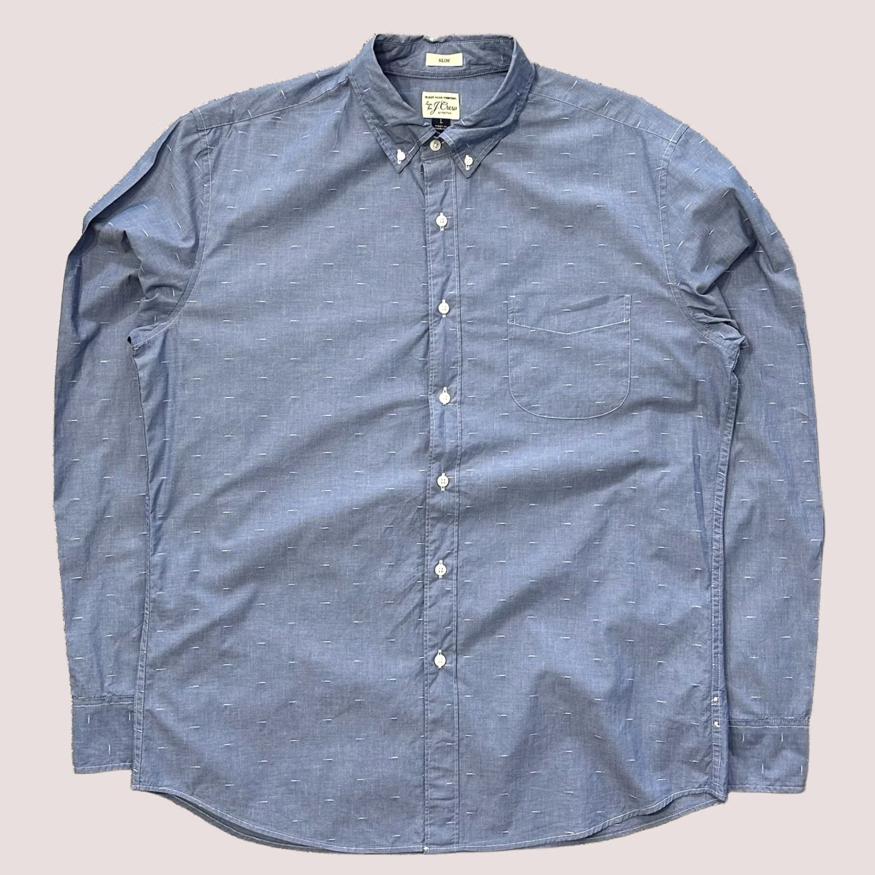 J.Crew J.CREW Button-Up Shirt Mens L Slim Fit Blue Textured Cotton Spandex Secret Wash Long Sleeve Collared Button-Down Size US L / EU 52-54 / 3 - 1 Thumbnail