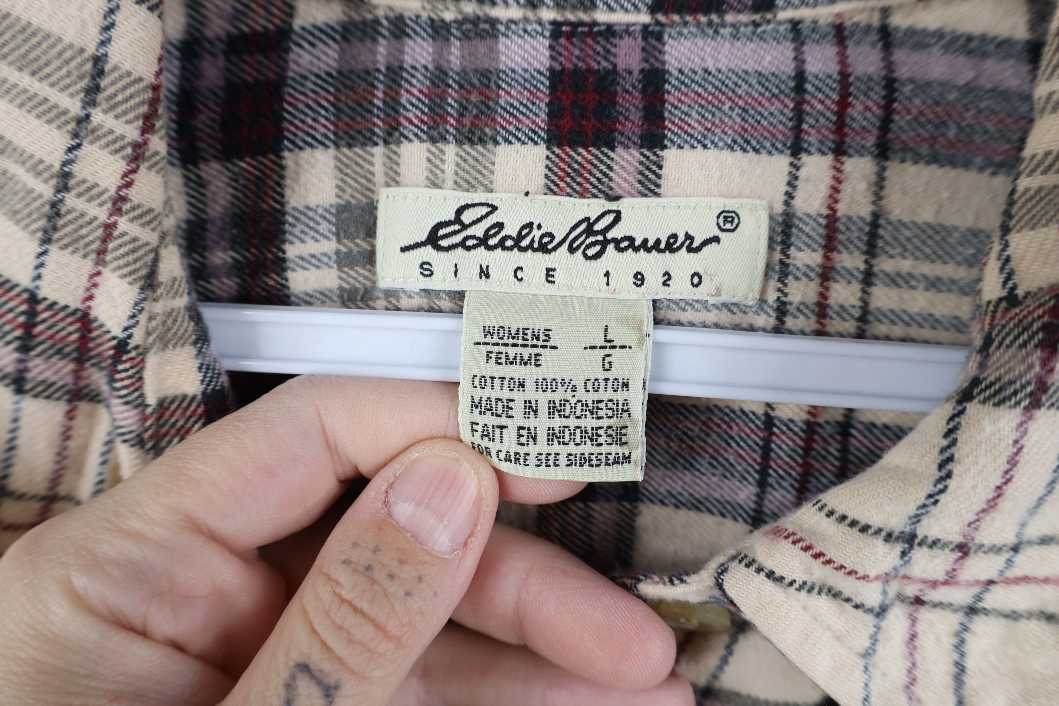 Eddie Bauer Vintage 90s Eddie Bauer Flannel Collared Button Shirt Plaid Size L / US 10 / IT 46 - 6 Thumbnail