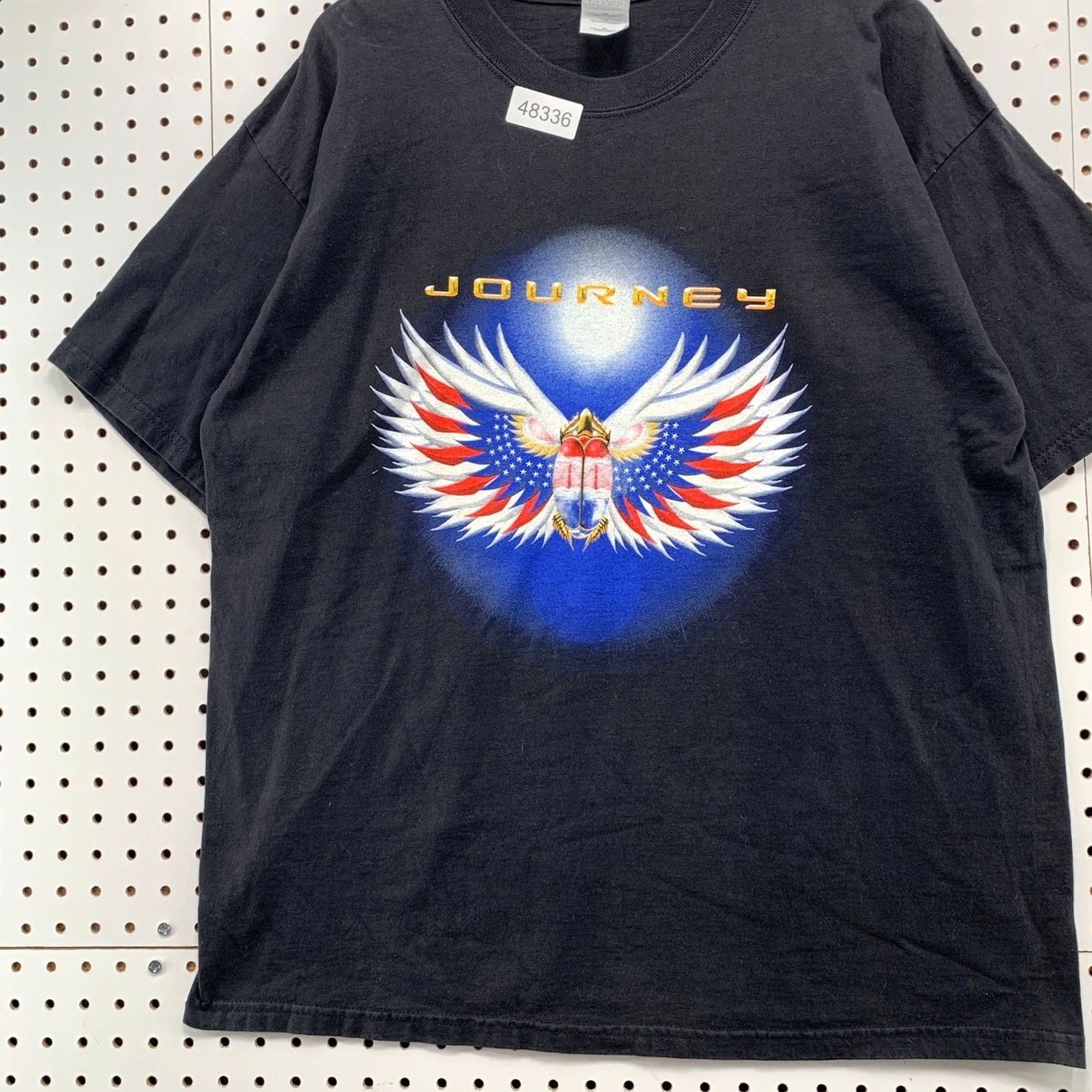Gildan VINTAGE Journey Summer Tour 03 Band T-Shirt Mens XL Black Winged Scarab Graphic Mens XL Black Battle-ready Graphic Print Tour Cities Back Size US XL / EU 56 / 4 - 3 Thumbnail