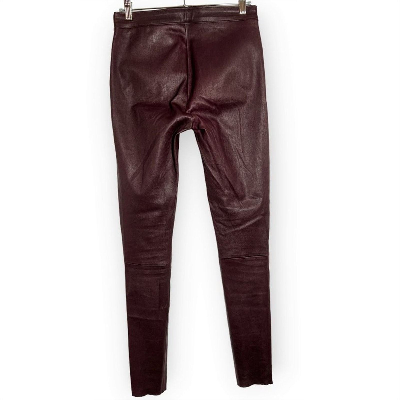 Mackage Mackage Lamb Leather Skinny Pants Maroon Size 8 Zip Size 30" / US 8 / IT 44 - 2 Thumbnail