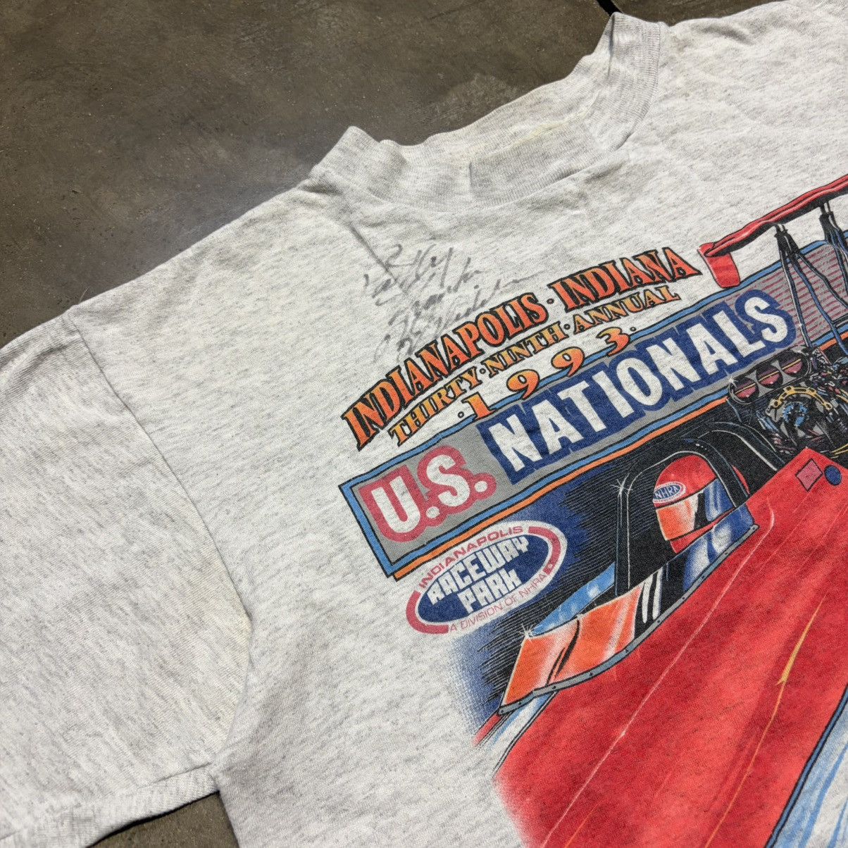 Vintage Vintage NHRA Drag Racing Graphic Tee US Nationals 90s USA Size US L / EU 52-54 / 3 - 4 Thumbnail
