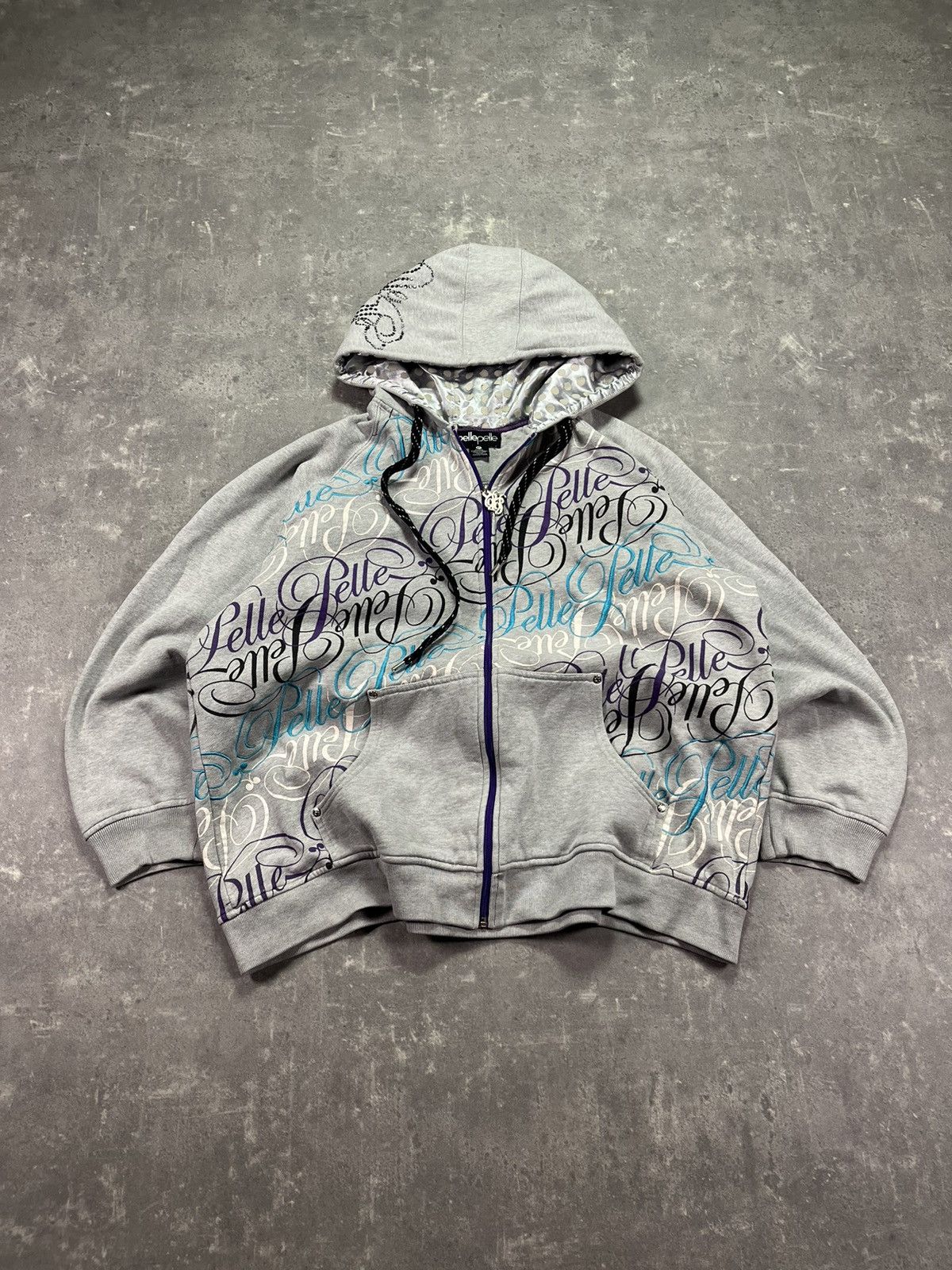 Pelle Pelle Pelle Pelle Multilogo Printed Studded Baggy Zip Hoodie XL Size US XL / EU 56 / 4 - 1 Thumbnail