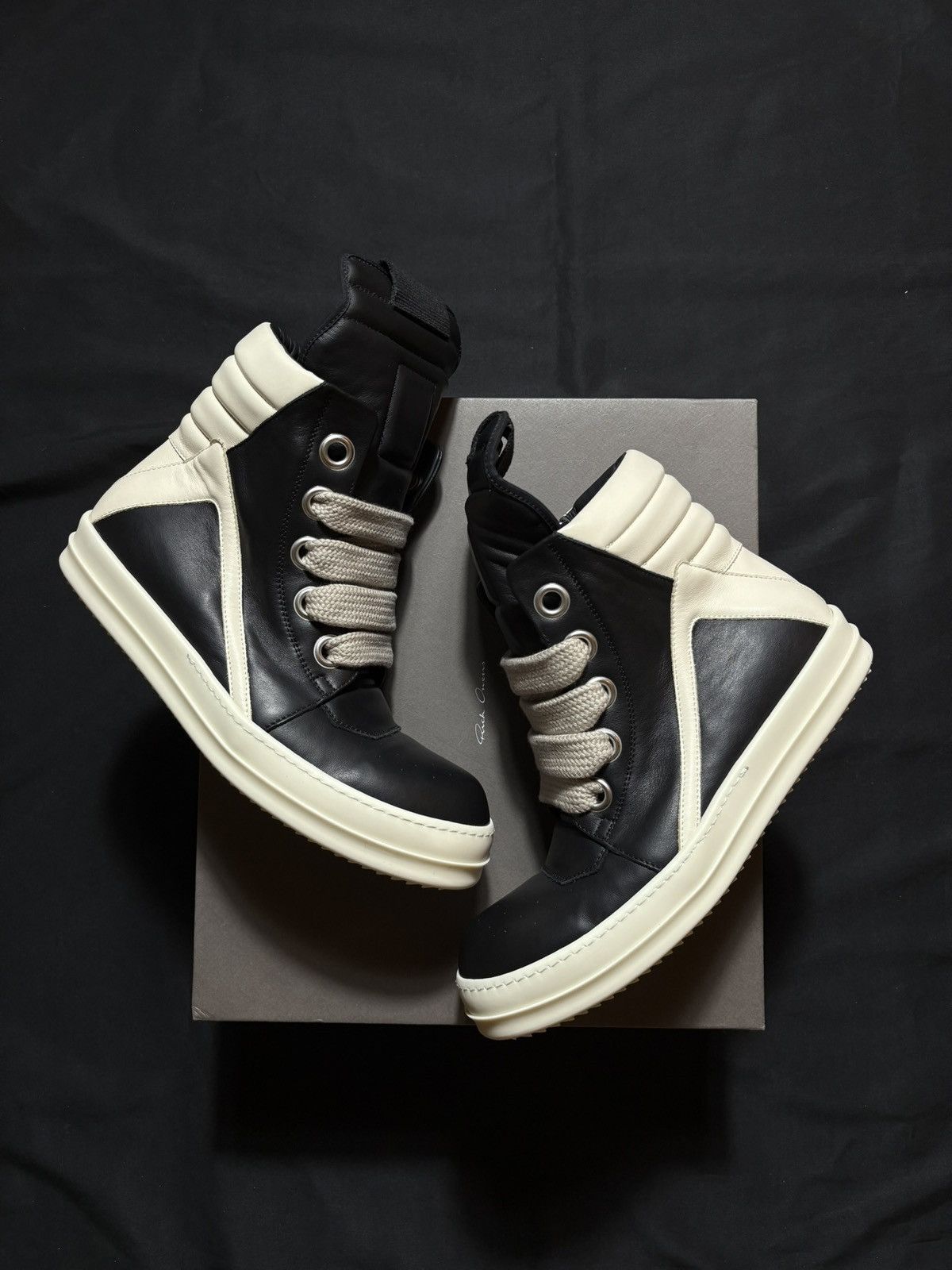 Rick Owens Rick Owens Geobasket Jumbo Laces Sneakers New 40 | Grailed