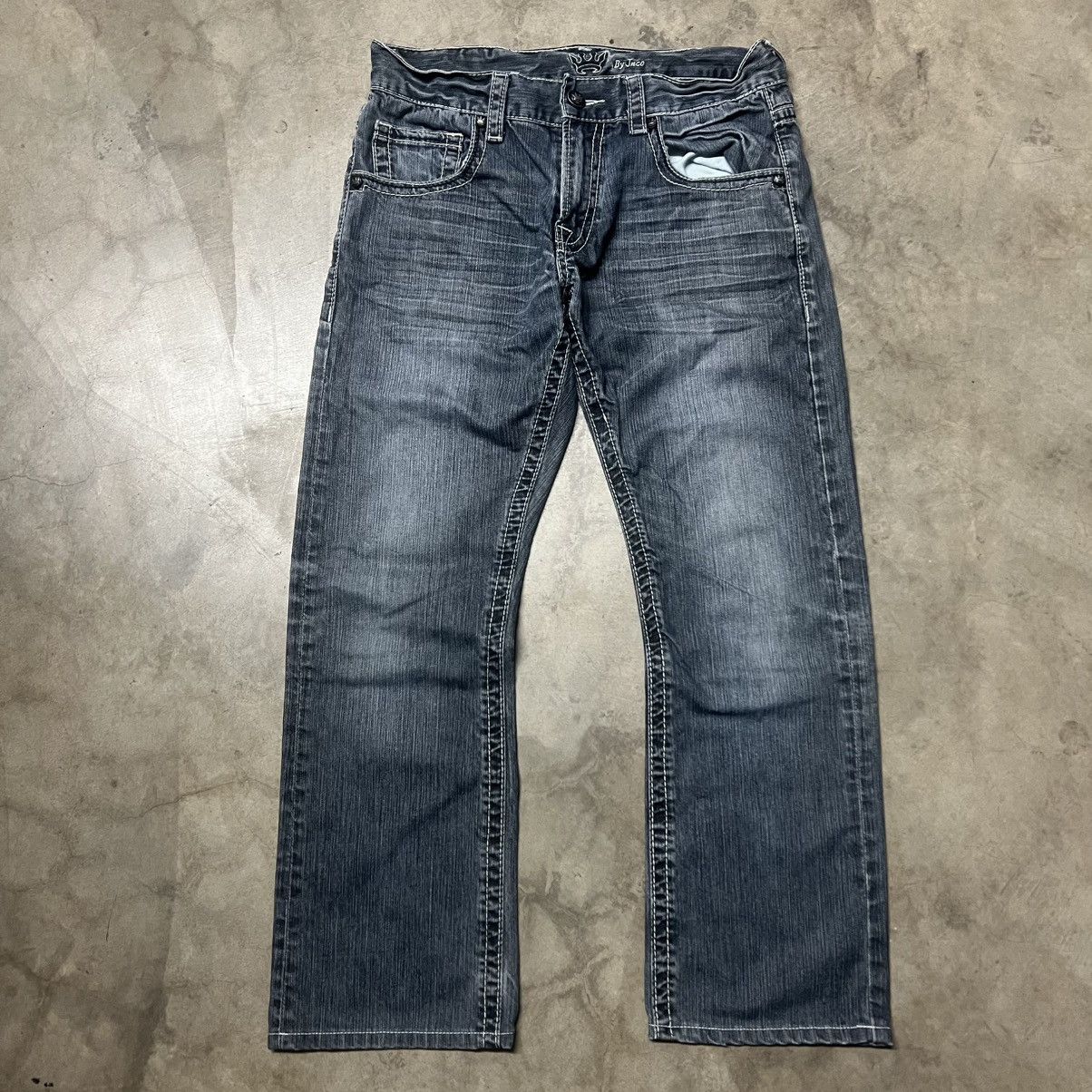 Affliction × Ed Hardy × JNCO Vintage Y2K JNCO Straight-Leg Embroidered Denim Jeans Size US 34 / EU 50 - 6 Thumbnail