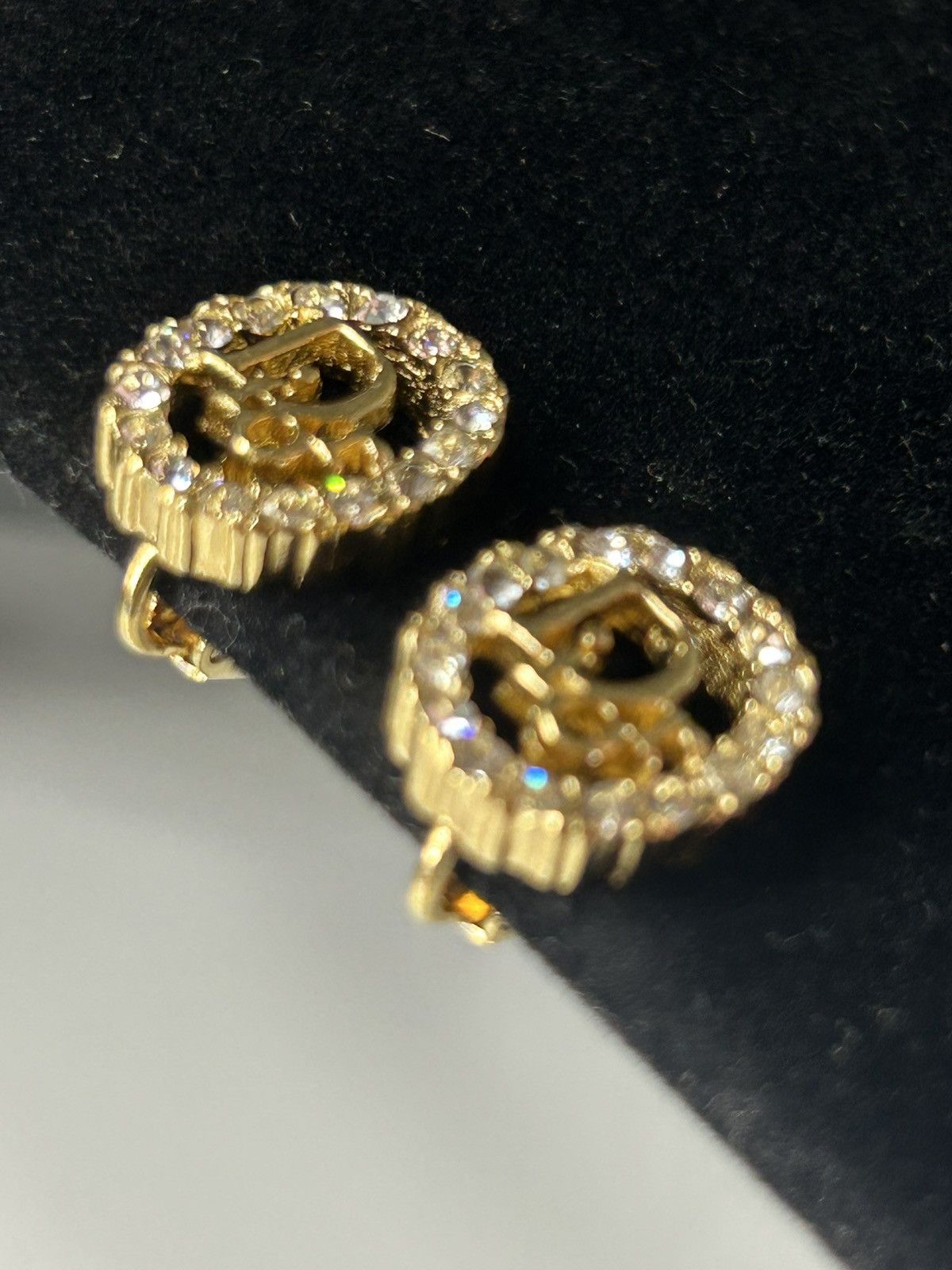 Dior Vintage Dior Rhinestone Gold Plated Oval Clip on Earrings Size ONE SIZE - 8 Thumbnail