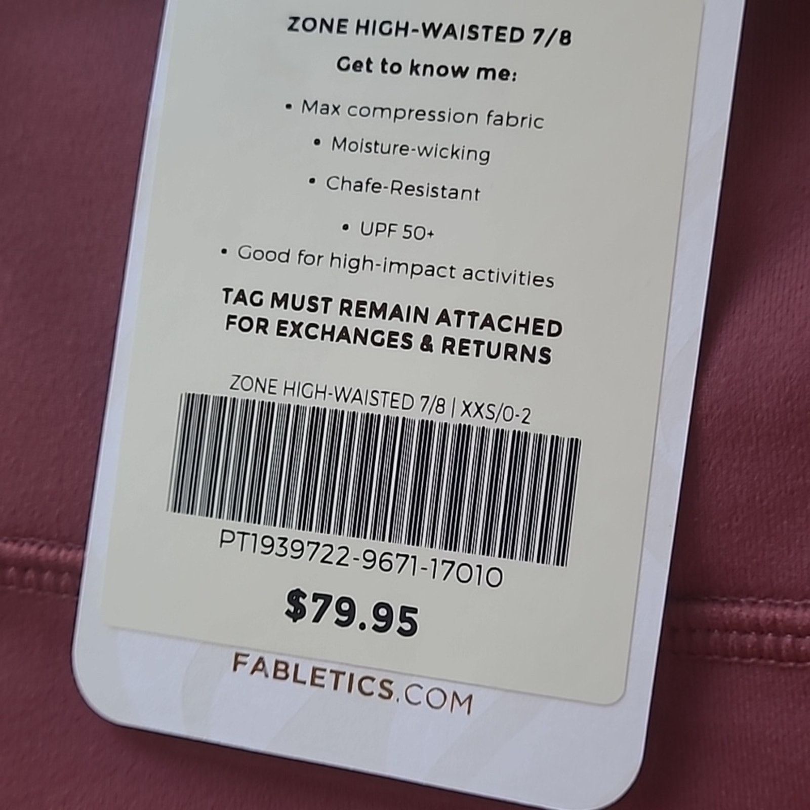 Fabletics Fabletics Colorblock Leggings in Burgundy, Coral, Cream 7/8 Size 23" - 2 Thumbnail