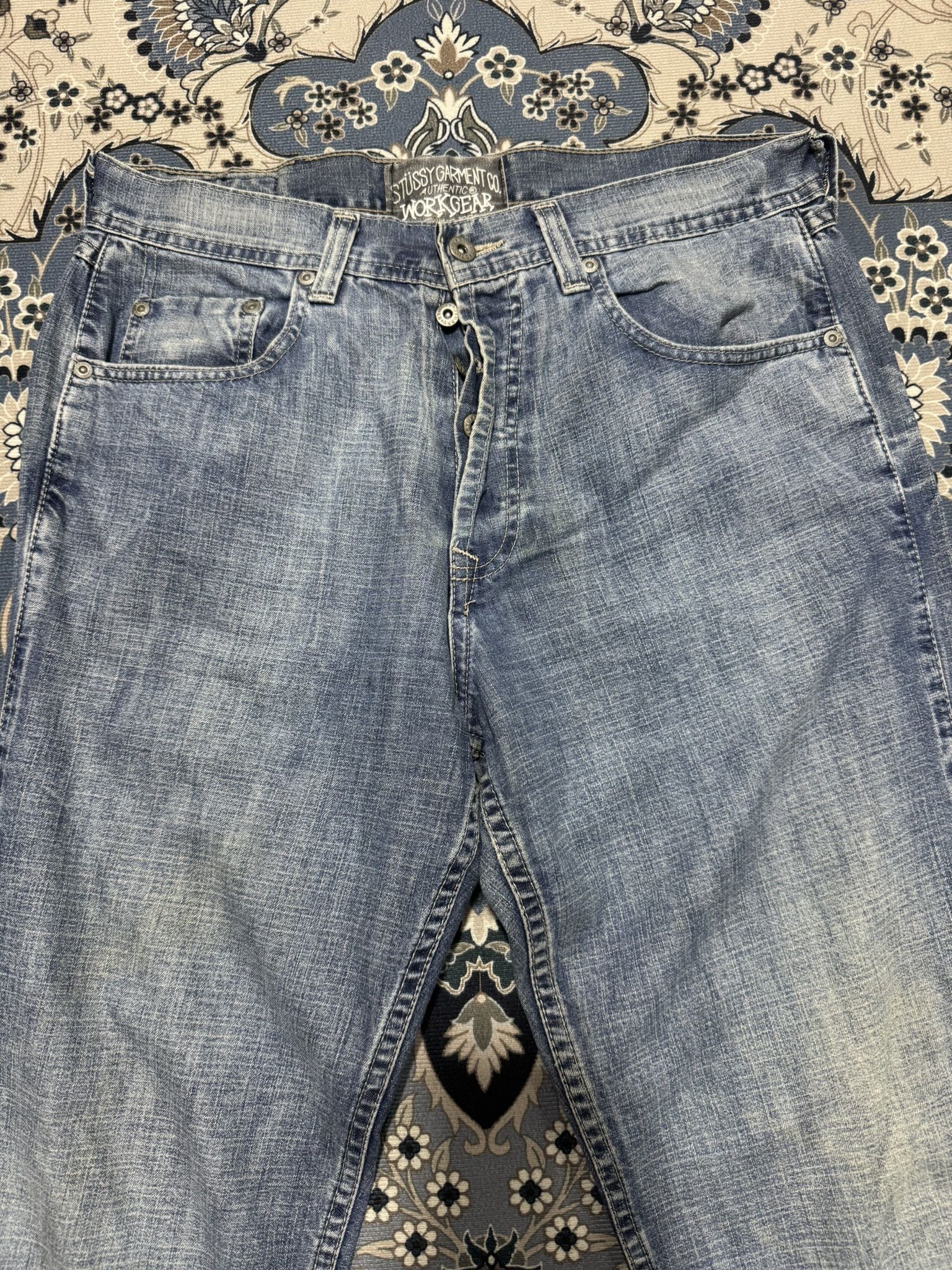 Menace × Stussy Vintage 90's Stussy Workwear Denim Baggy Style Hip Hop Size US 30 / EU 46 - 4 Thumbnail