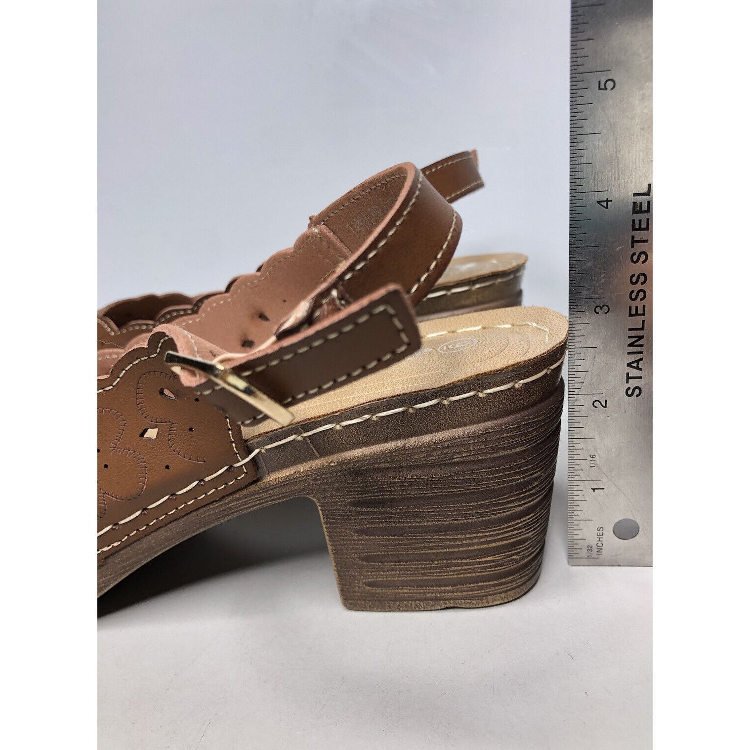Spring Court Patrizia Spring Step Brown Leather Perforated Heel Sandals W Size US 9 / IT 39 - 10 Thumbnail