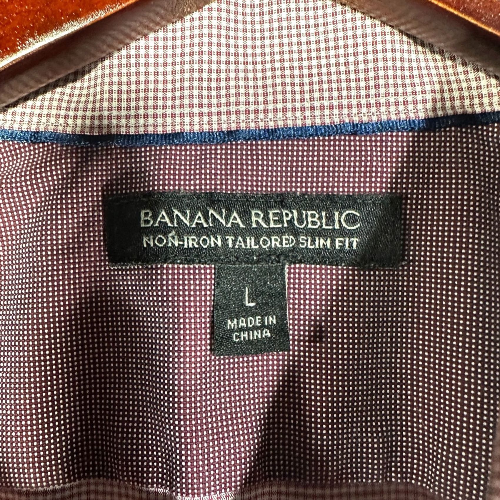 Banana Republic Banana Republic Shirt Mens L Non Iron Tailored Slim Fit Red Cotton Check Shirt Size US L / EU 52-54 / 3 - 5 Thumbnail