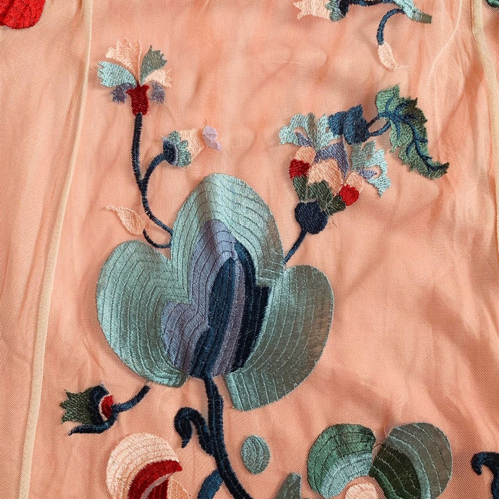 Anthropologie Anthropologie Peach Embroidered Tulle Maxi Skirt size 4 Size 27" / US 4 / IT 40 - 3 Thumbnail