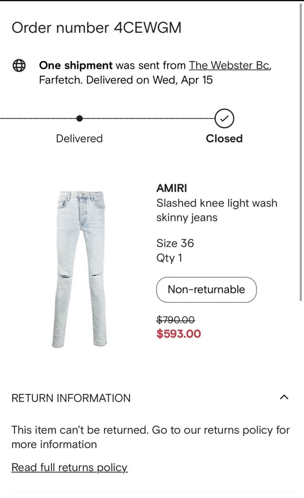 Amiri Amiri Slashed Knee light wash skinny jeans Size US 36 / EU 52 - 2 Thumbnail