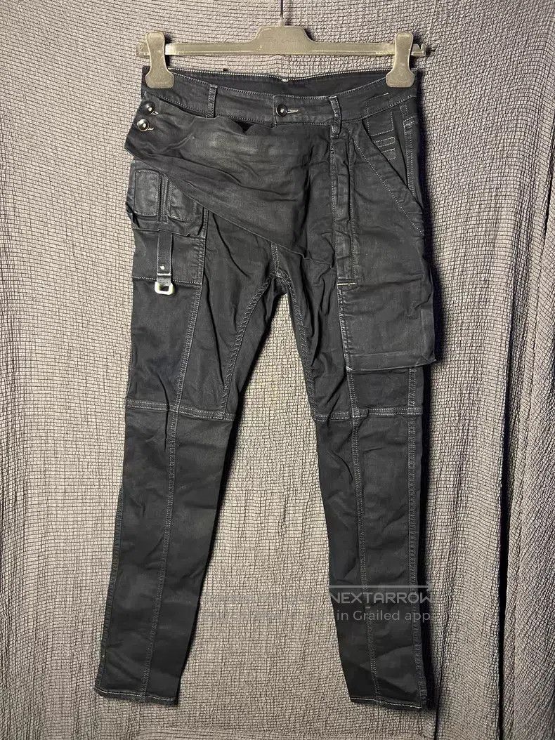 Rick Owens Rick Owens Asymmetrical Wax Brush Elastic Motorcycle Denim Size US 30 / EU 46 - 1 Thumbnail