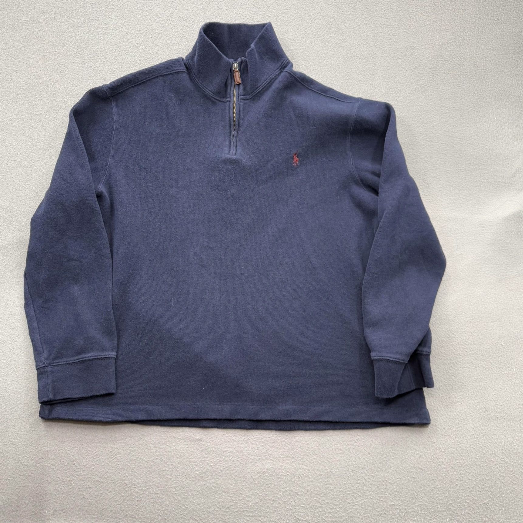 Polo Ralph Lauren Polo Ralph Lauren Sweater Mens 2XL Navy Blue Quarter Zip Pullover Cotton Mock Neck Knit Logo 1/4 Zip Size US XXL / EU 58 / 5 - 2 Thumbnail