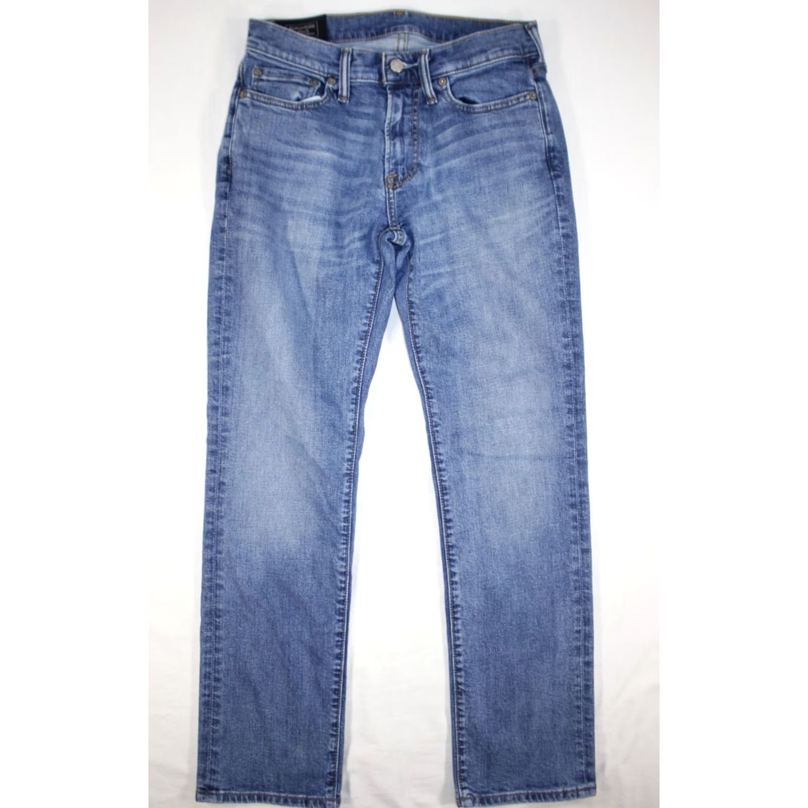 Abercrombie & Fitch Abercrombie & Fitch Jeans Men's 28x30 Kennan Straight Stretch Distressed Med Wash Size US 28 / EU 44 - 2 Thumbnail