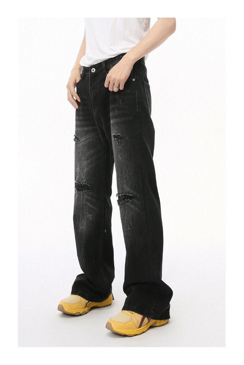 Japanese Brand × Jean Street Washed Vintage Mid-Rise Black Ripped Jeans Size US 32 / EU 48 - 5 Thumbnail