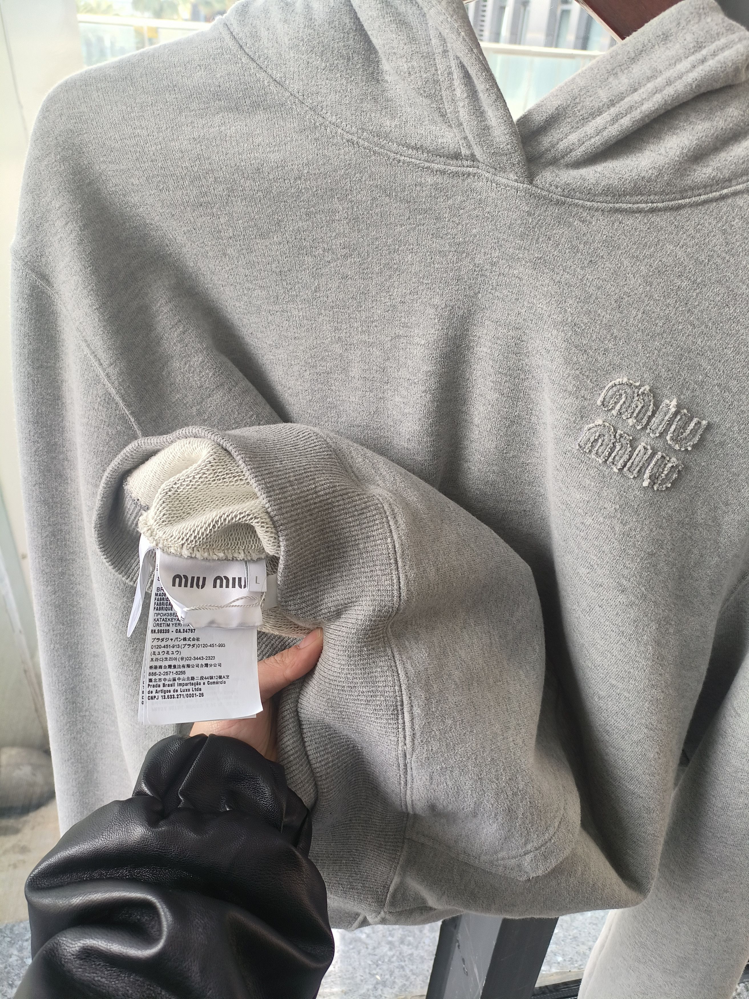 Miu Miu Miu Miu Gray Logo Embroidery Hoodie Made In Italy 100% Cotto Size L / US 10 / IT 46 - 8 Thumbnail